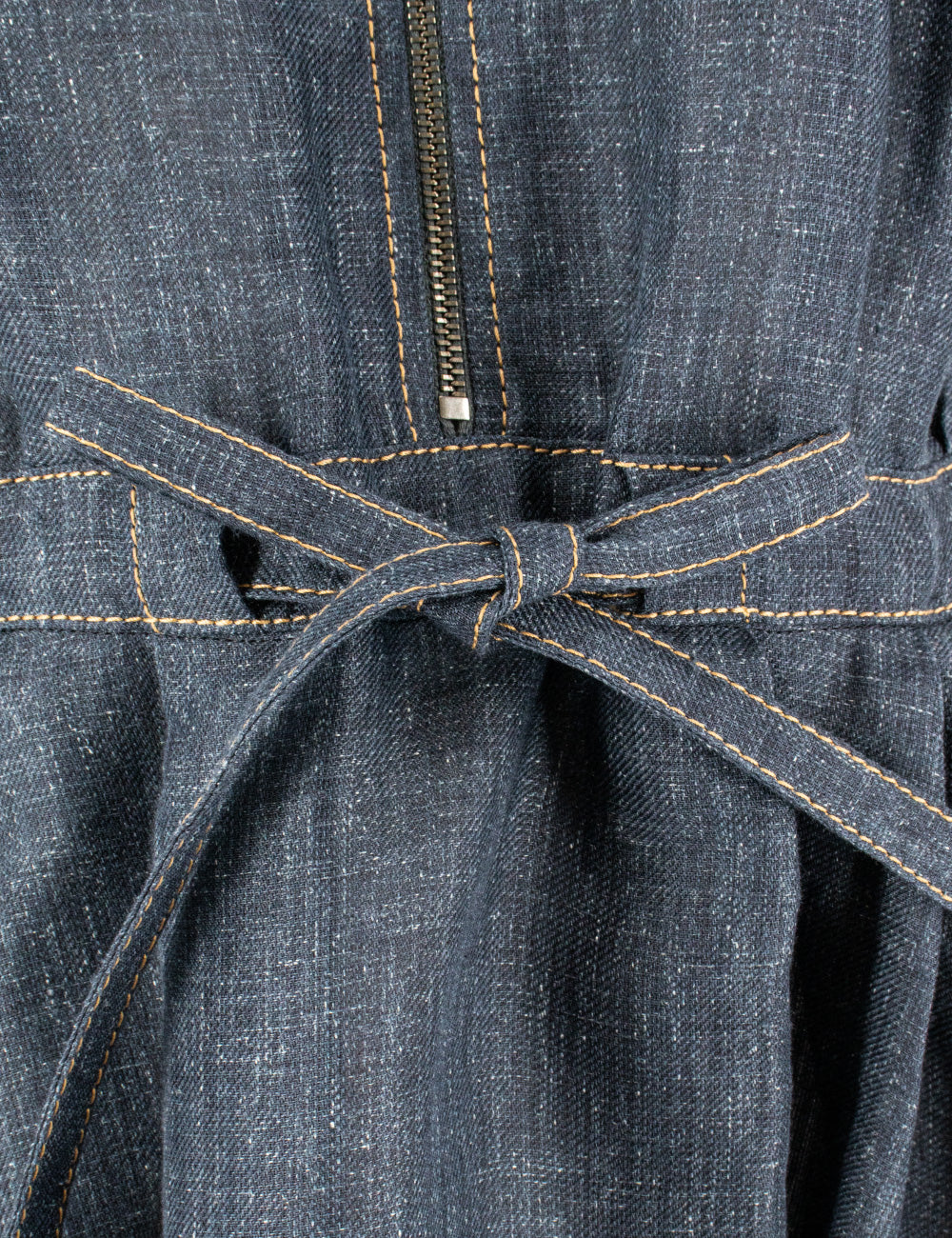 BRUNELLO CUCINELLI Chic Long Linen Dress with Half-Zip Waist