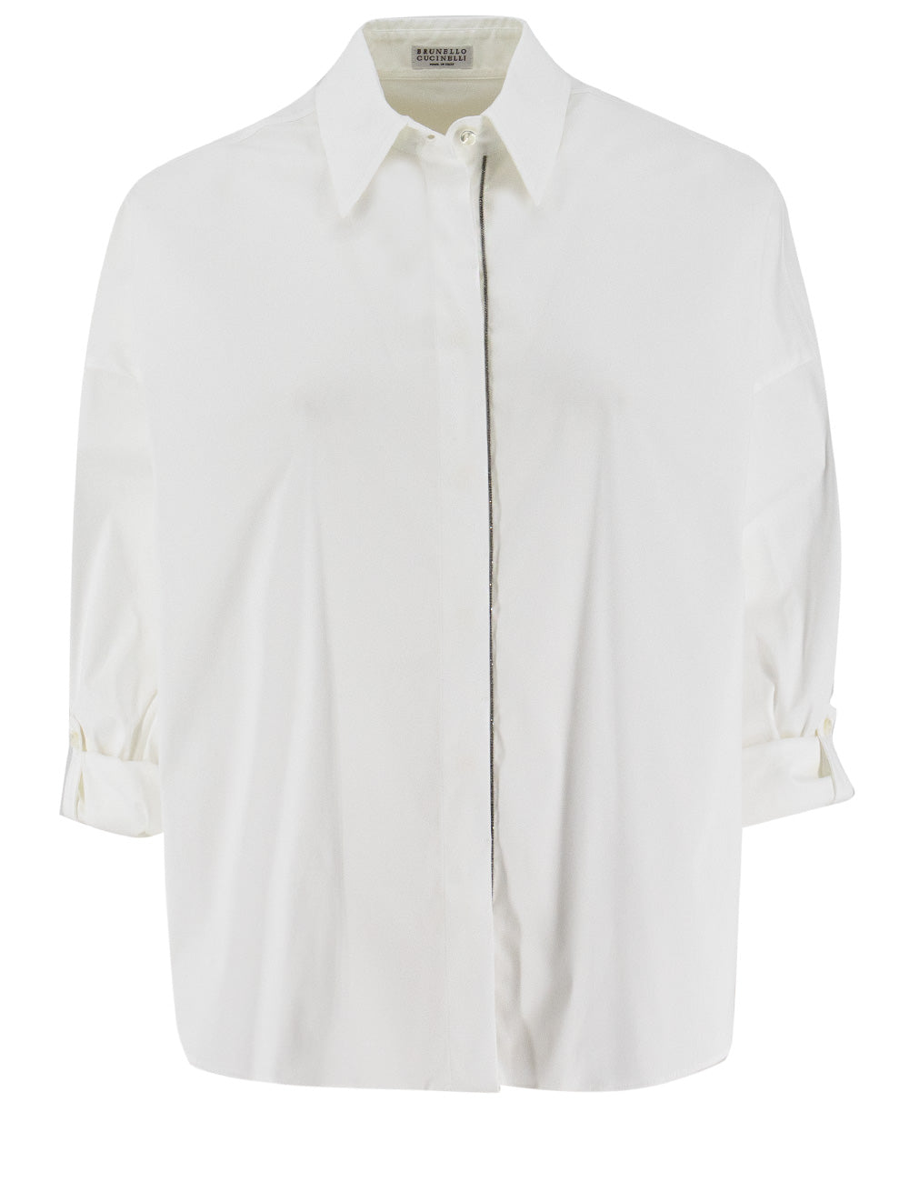 BRUNELLO CUCINELLI Luxurious Stretch Cotton Poplin Shirt for Women - Flared Bottom Design