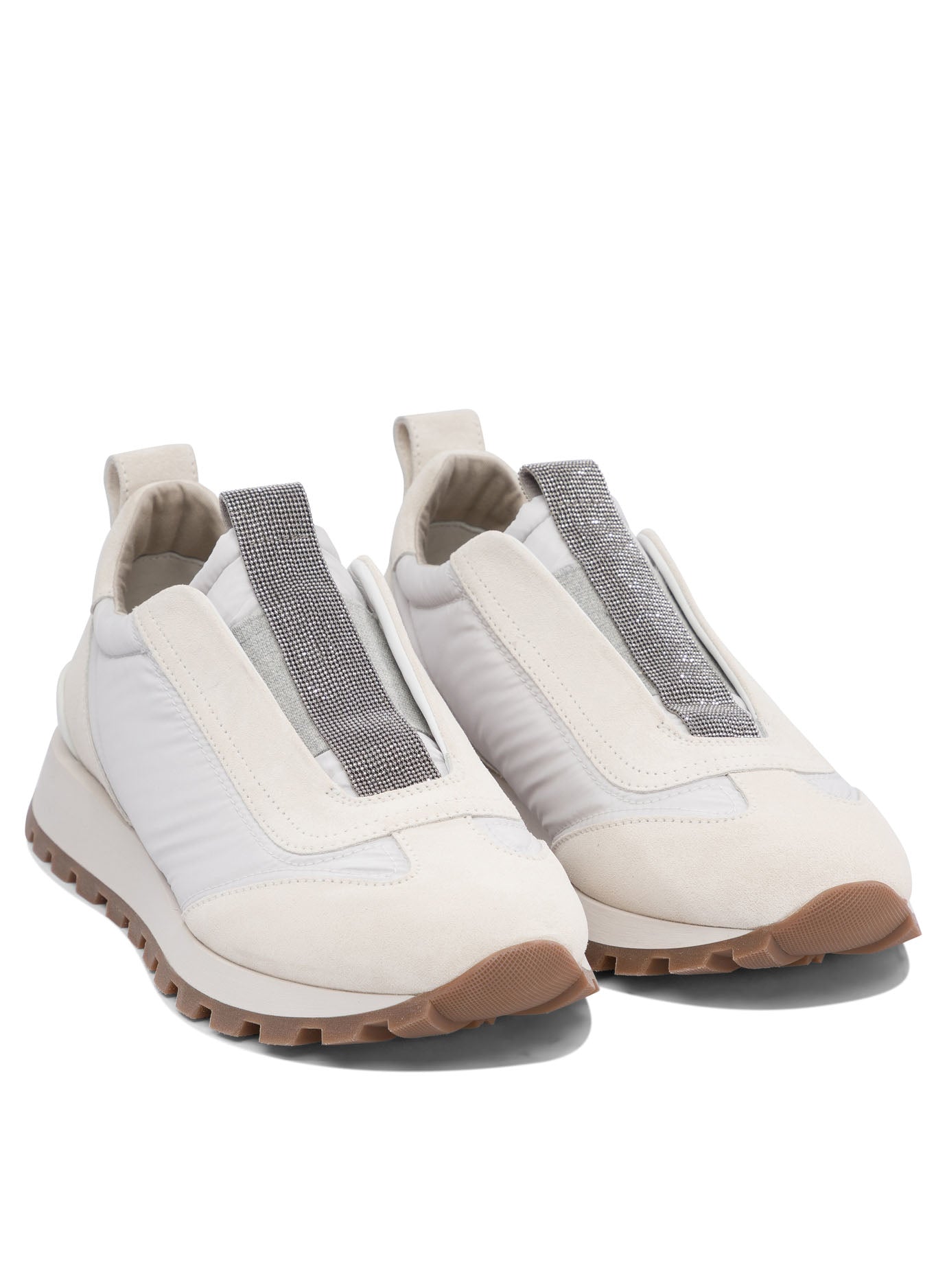 BRUNELLO CUCINELLI Luxury Soft Fabric Sneakers with Precious Detail for Women
