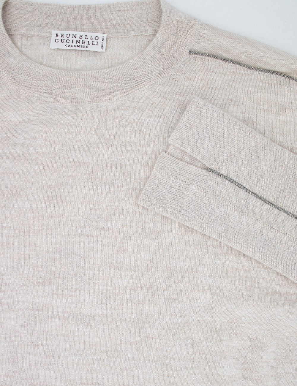 BRUNELLO CUCINELLI Chic Embroidered Sleeve Cashmere Silk Knit Sweater