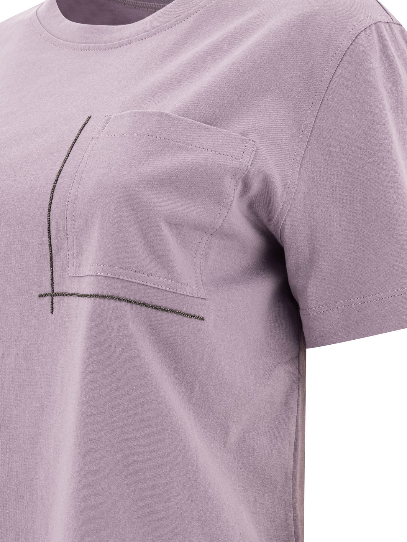 BRUNELLO CUCINELLI Women's Cotton T-Shirt with Shiny Pocket Detail