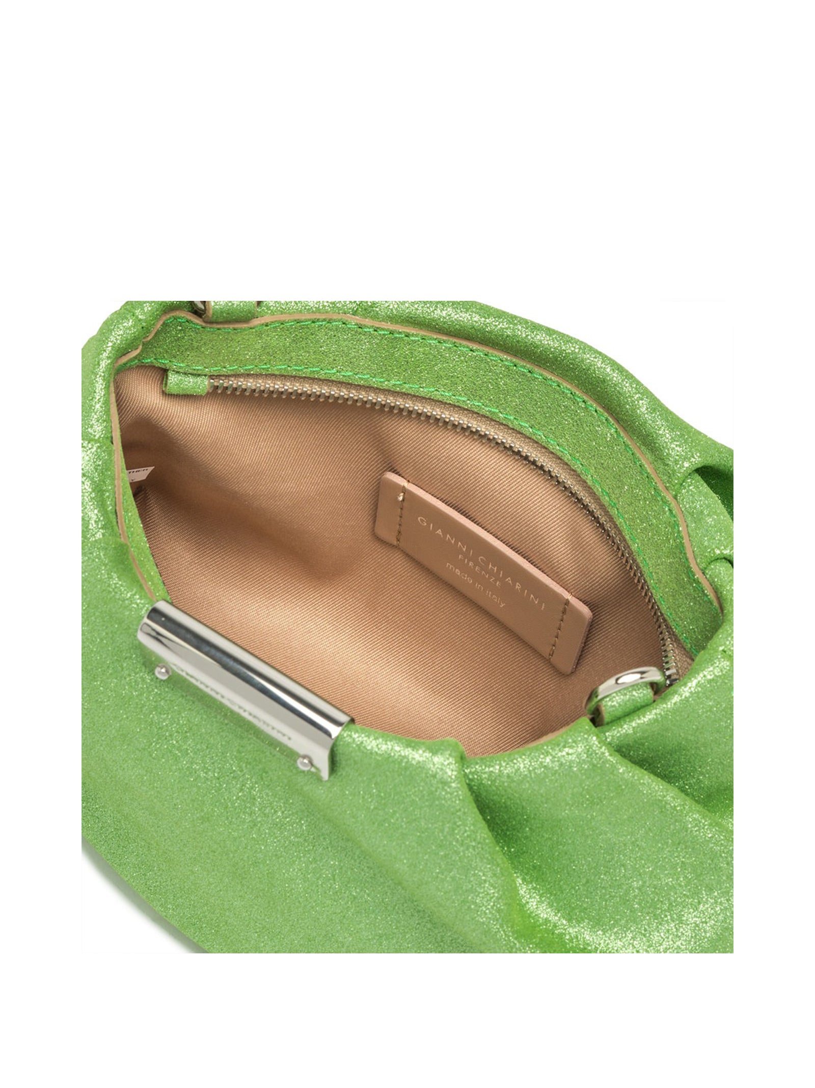 GIANNI CHIARINI Mini Glitter Pearl Clutch Handbag with Curled Effect