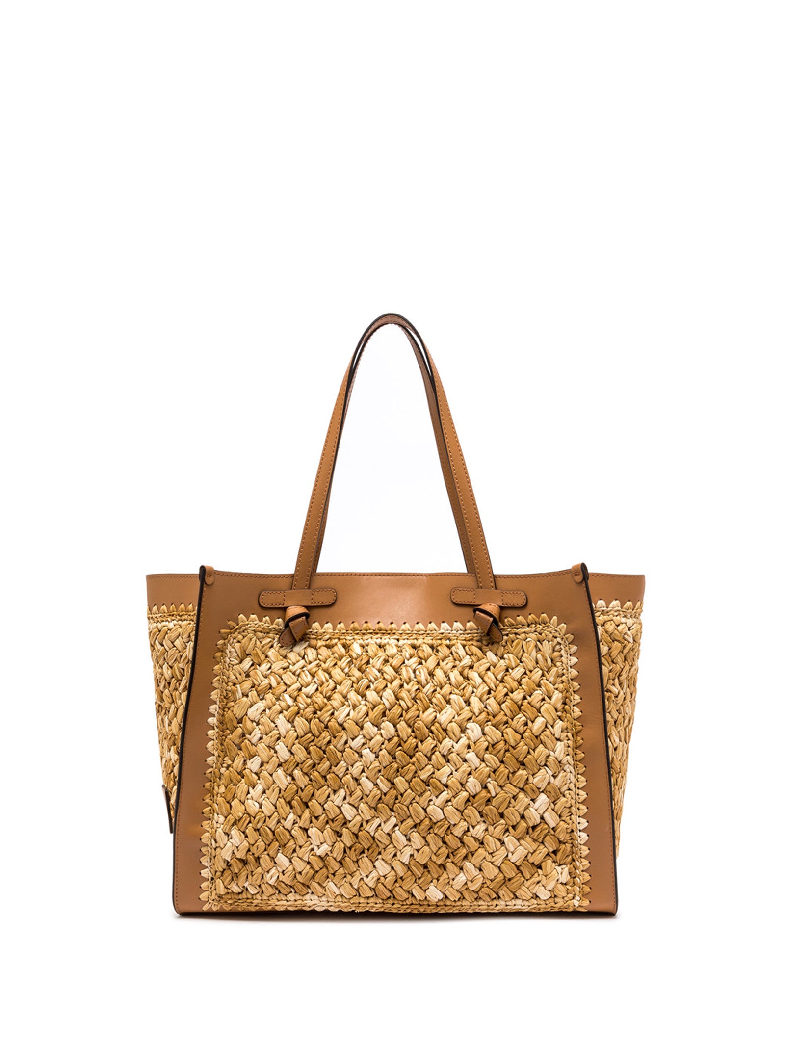 GIANNI CHIARINI Marcella Raffia Shopping Handbag with Crochet Work