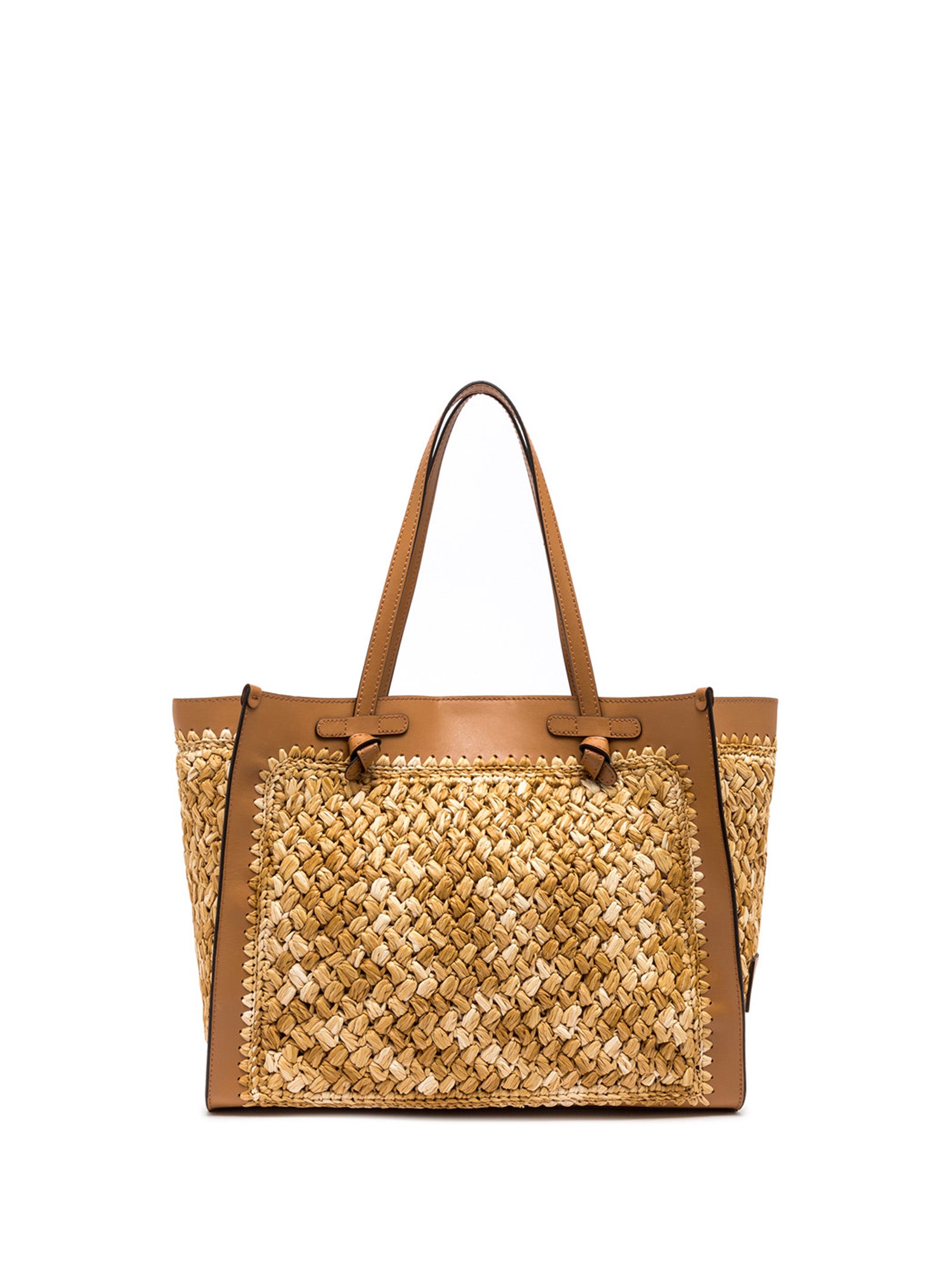 GIANNI CHIARINI Marcella Raffia Shopping Handbag with Crochet Work