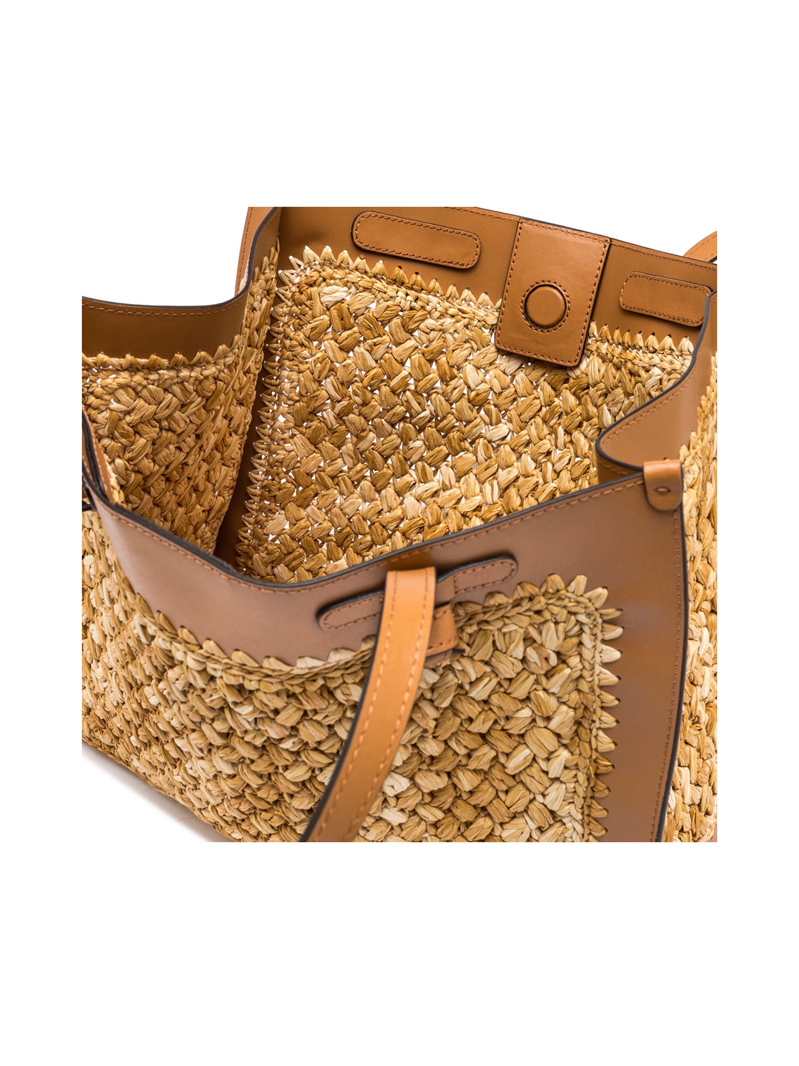 GIANNI CHIARINI Marcella Raffia Shopping Handbag with Crochet Work