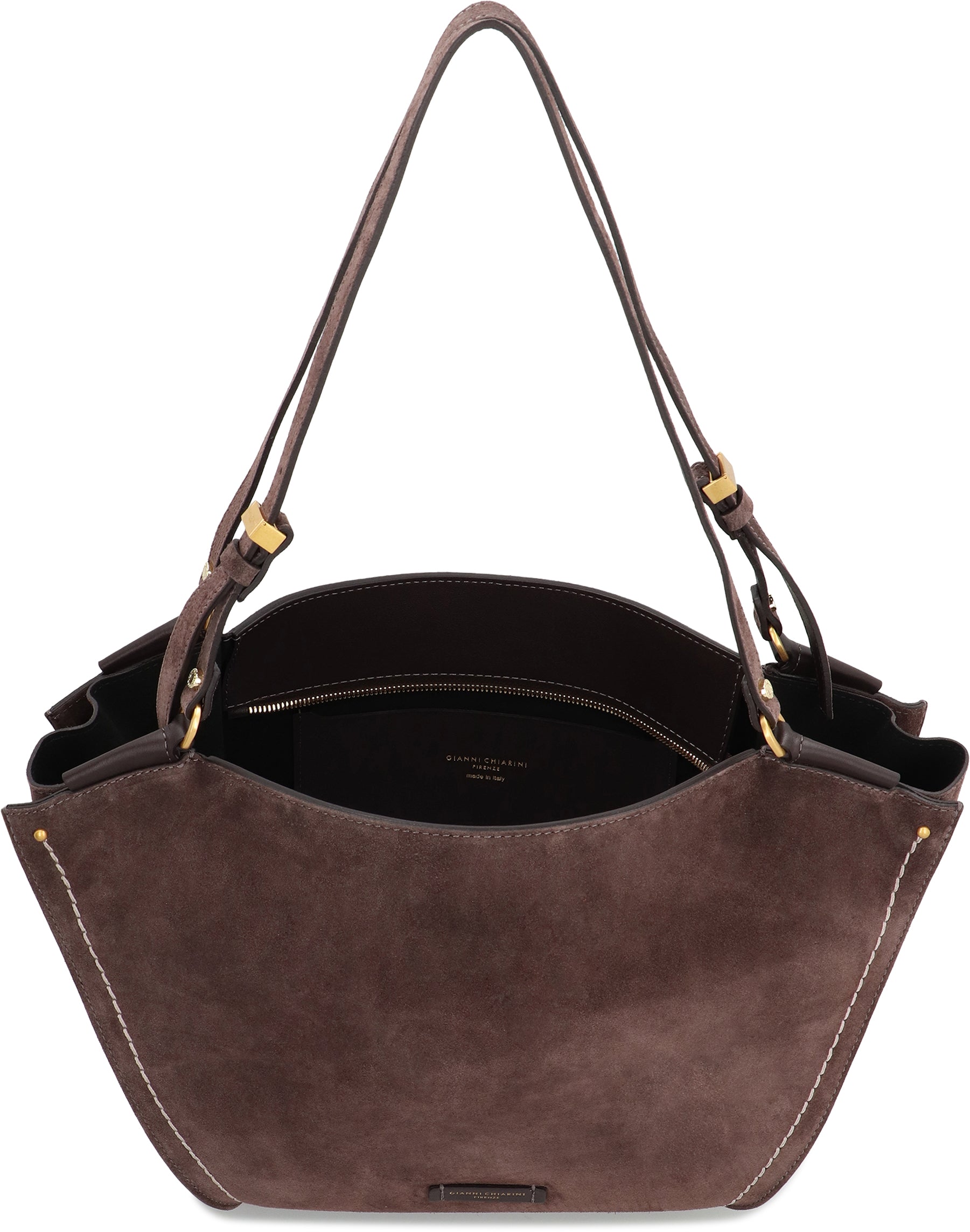 GIANNI CHIARINI Mini Suede Handbag with Decorative Belt