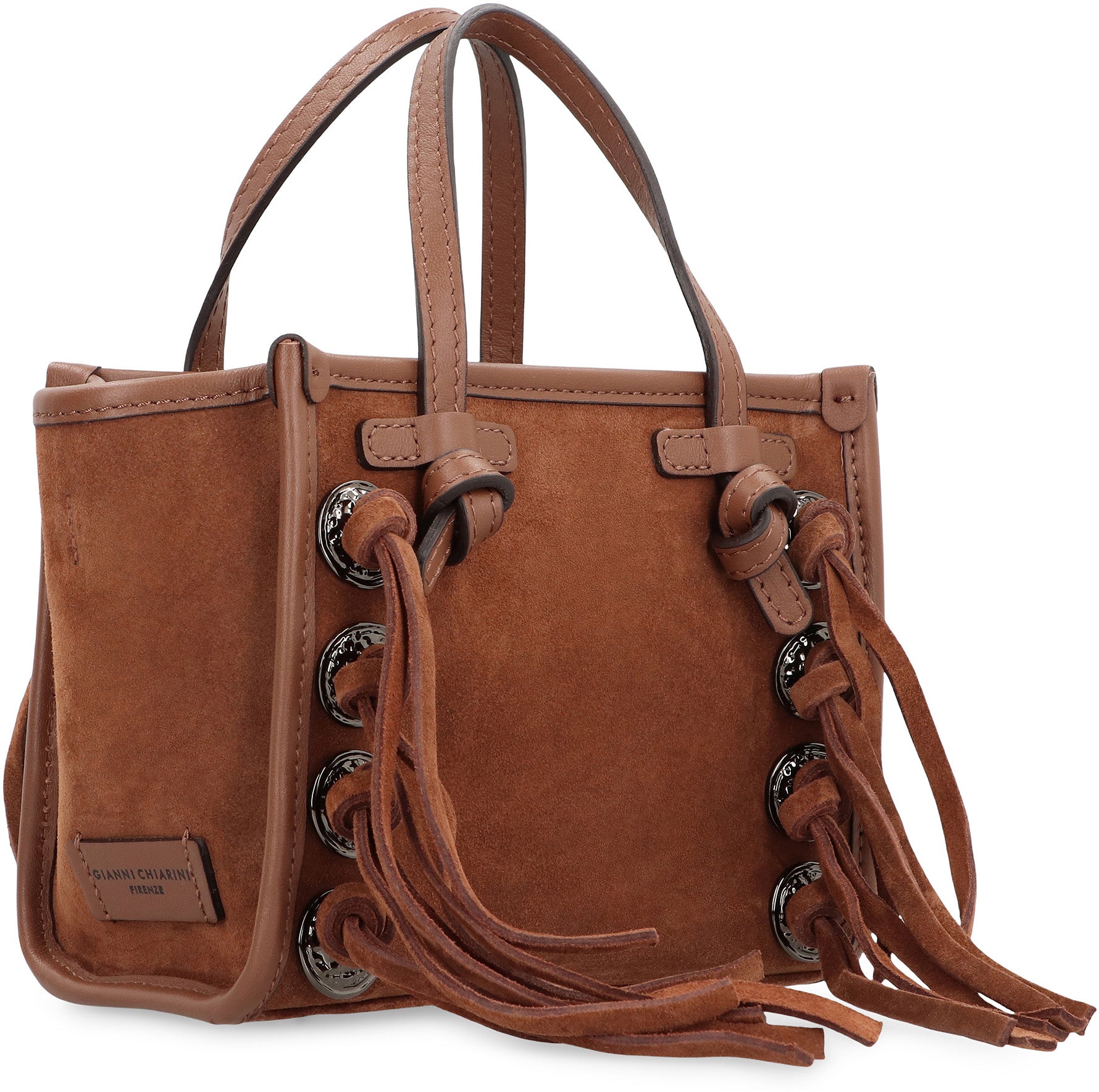 GIANNI CHIARINI Mini Leather Handbag with Decorative Fringes