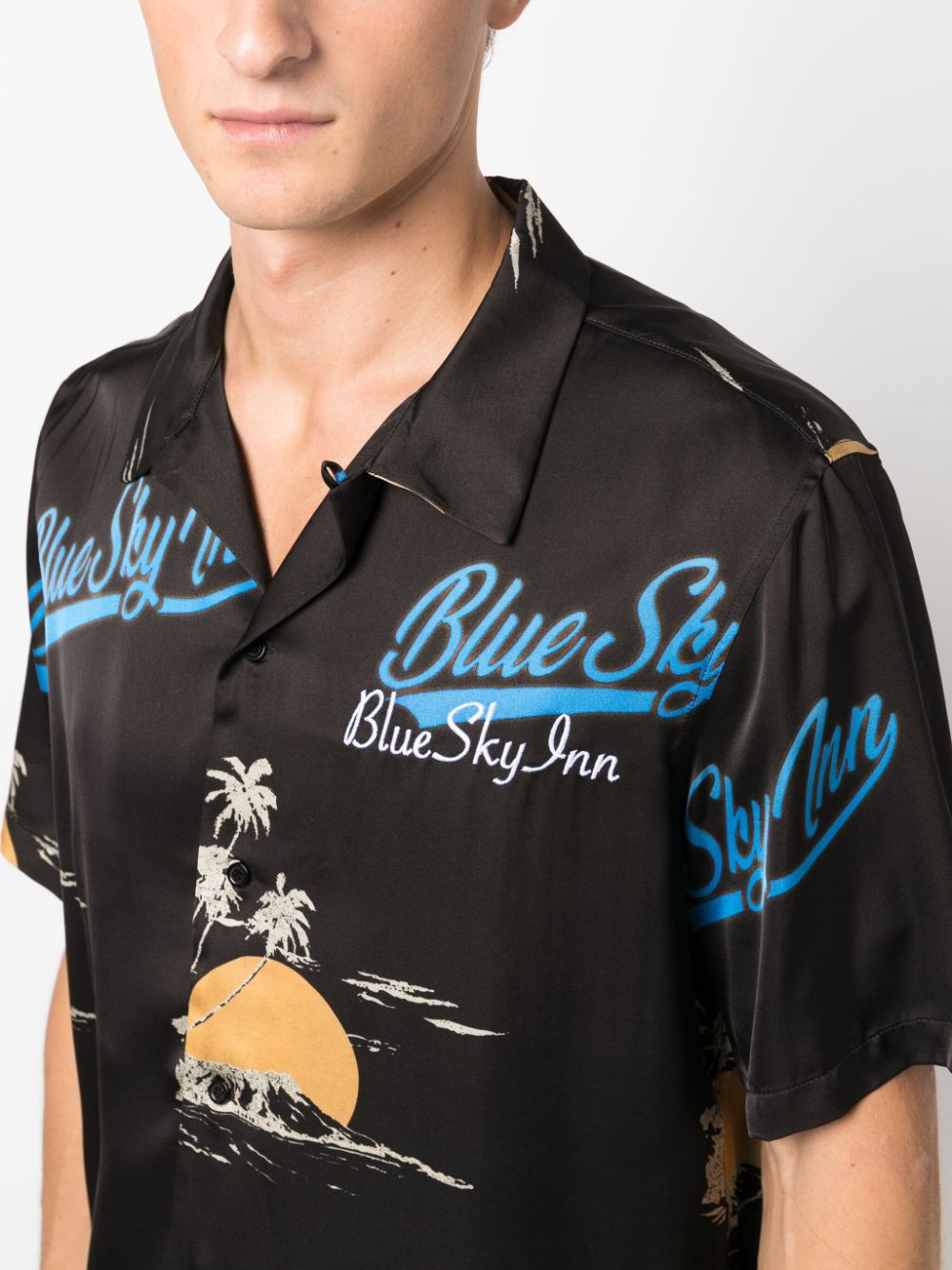 BLUE SKY INN Viscose Logo-Print Short-Sleeve Shirt for Men