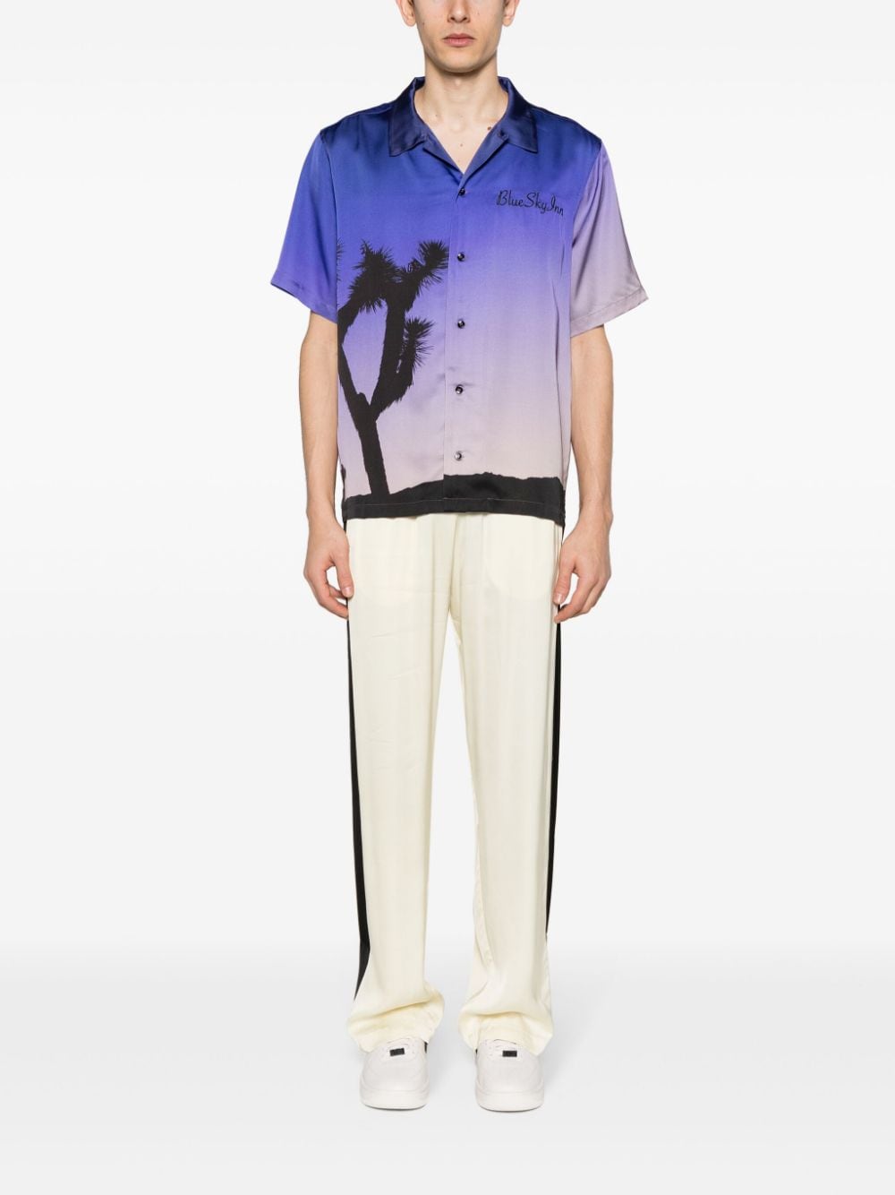 BLUE SKY INN Premium Visco Trousers with Side Stripe - High-Waisted