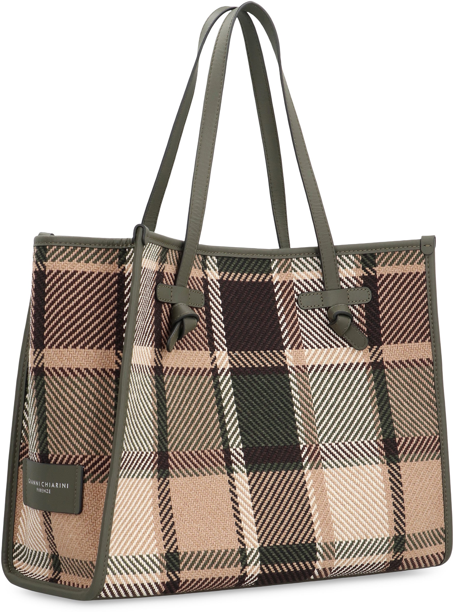 GIANNI CHIARINI Marcella Two-Tone Canvas Shopper Handbag with Leather Details