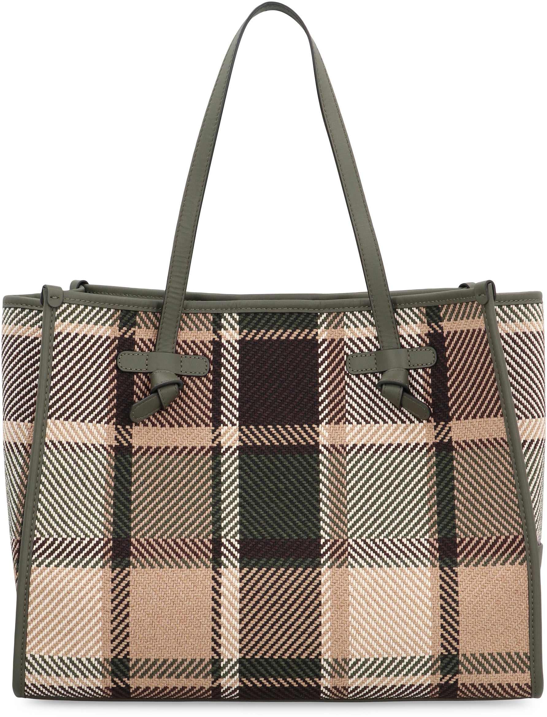 GIANNI CHIARINI Marcella Two-Tone Canvas Shopper Handbag with Leather Details