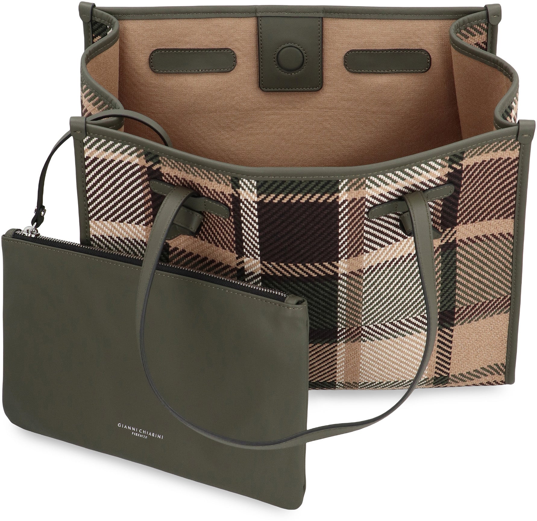 GIANNI CHIARINI Marcella Two-Tone Canvas Shopper Handbag with Leather Details