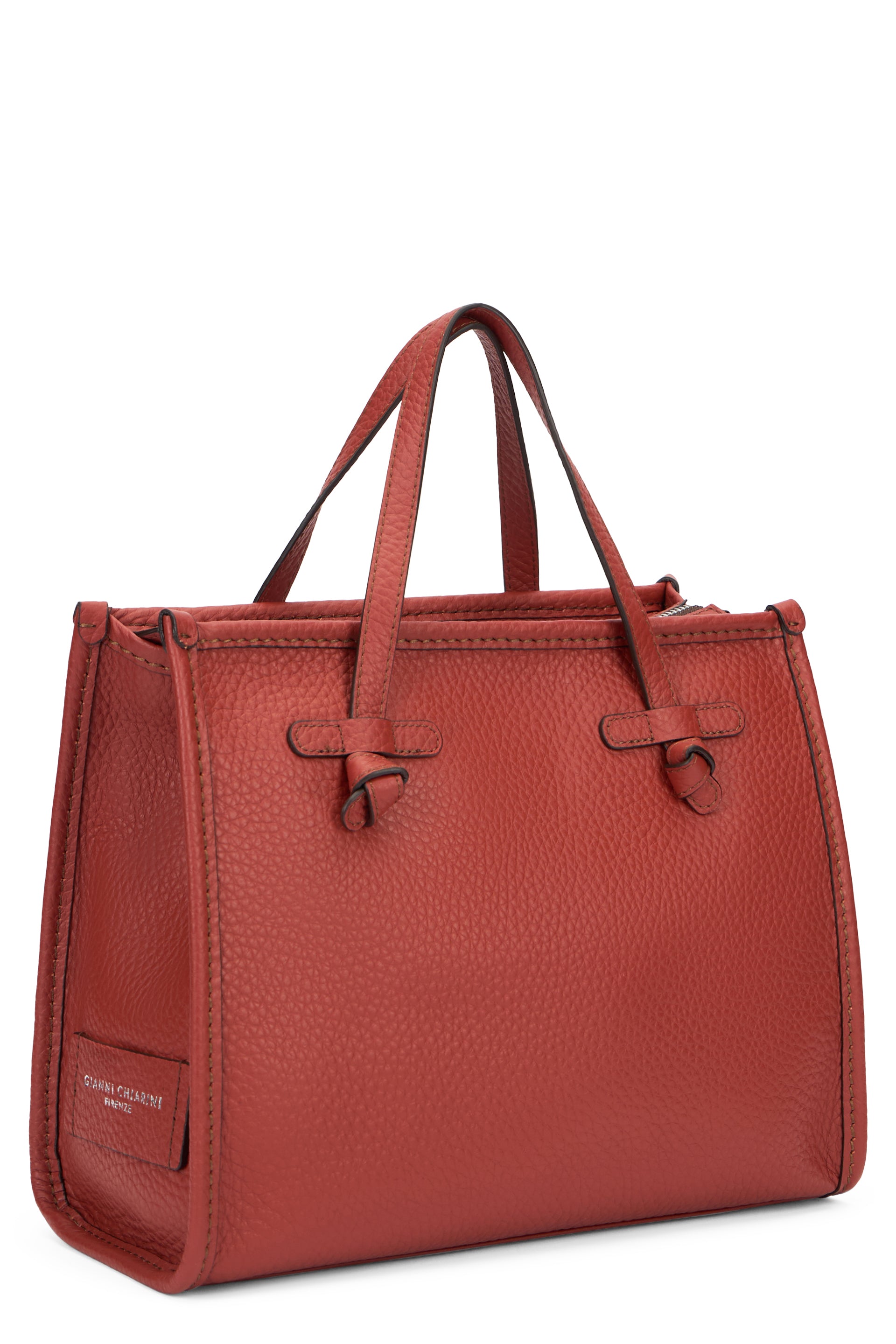 GIANNI CHIARINI Mini Grainy Leather Handbag with Adjustable Strap - 32 cm