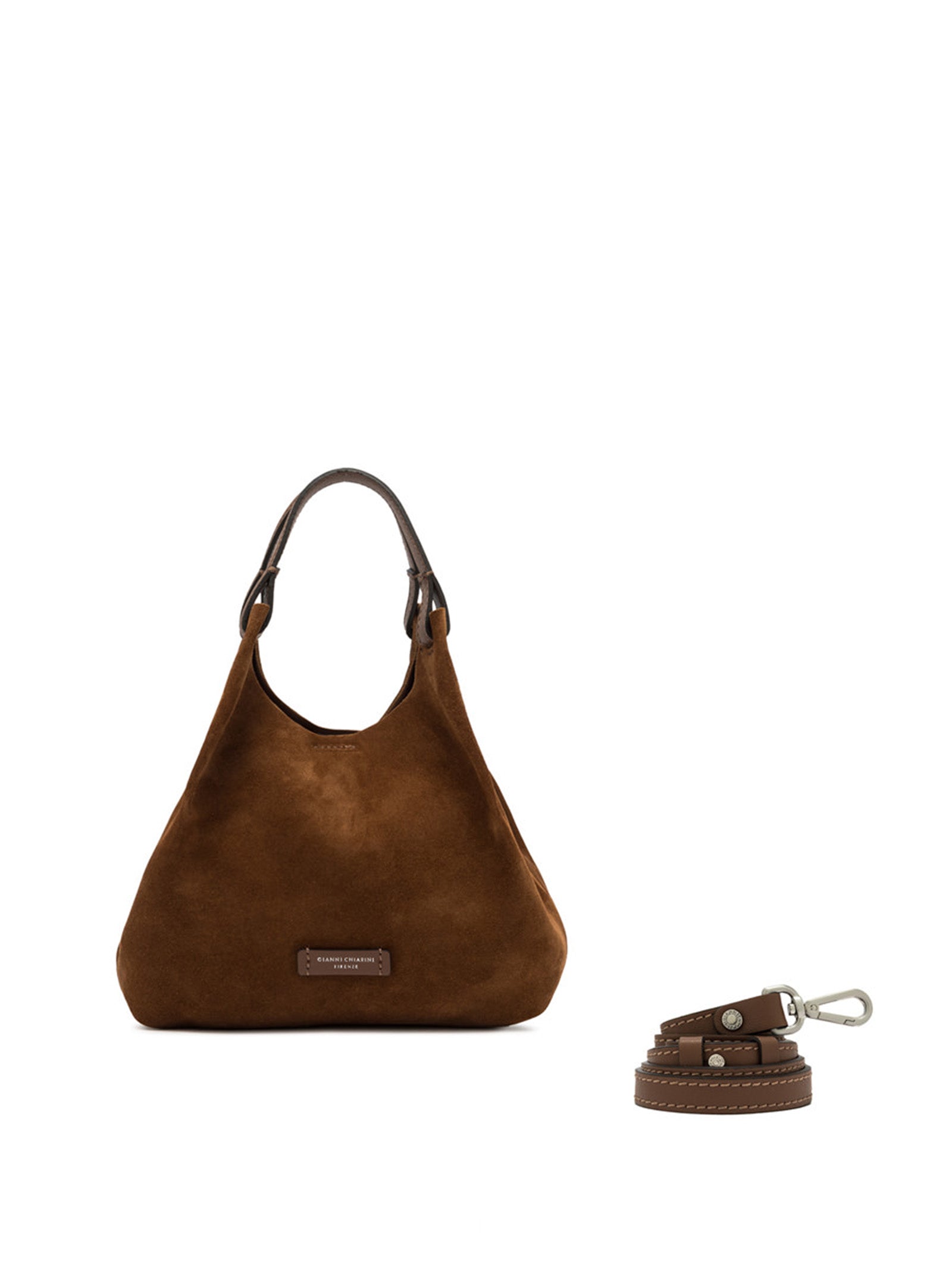 GIANNI CHIARINI Mini Suede Leather Handbag with Removable Shoulder Strap