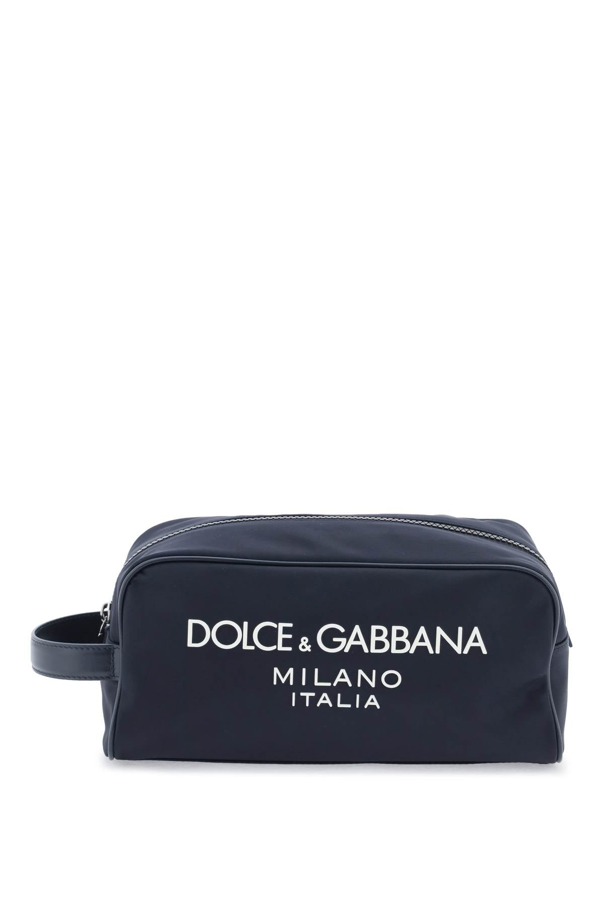 DOLCE & GABBANA Nylon Wash Handbag with Leather Accents - 25CM