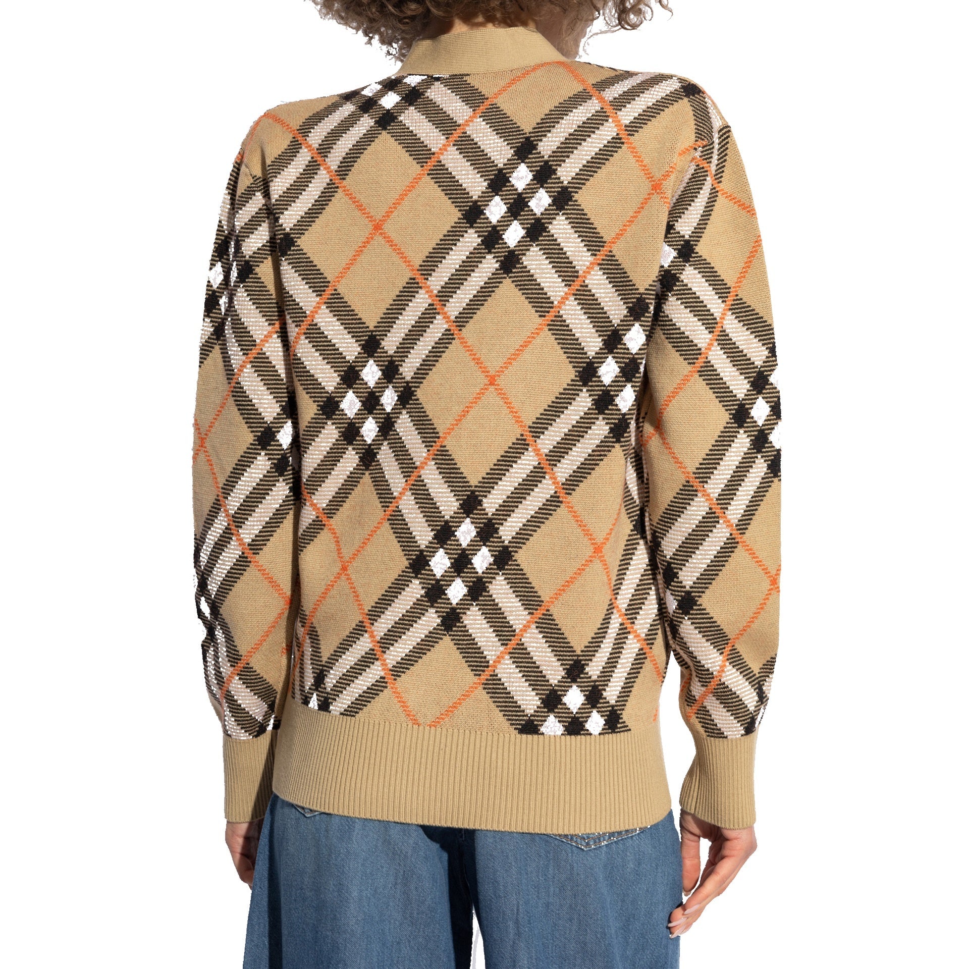 BURBERRY Wool Check Cardigan with V-Neckline for Women