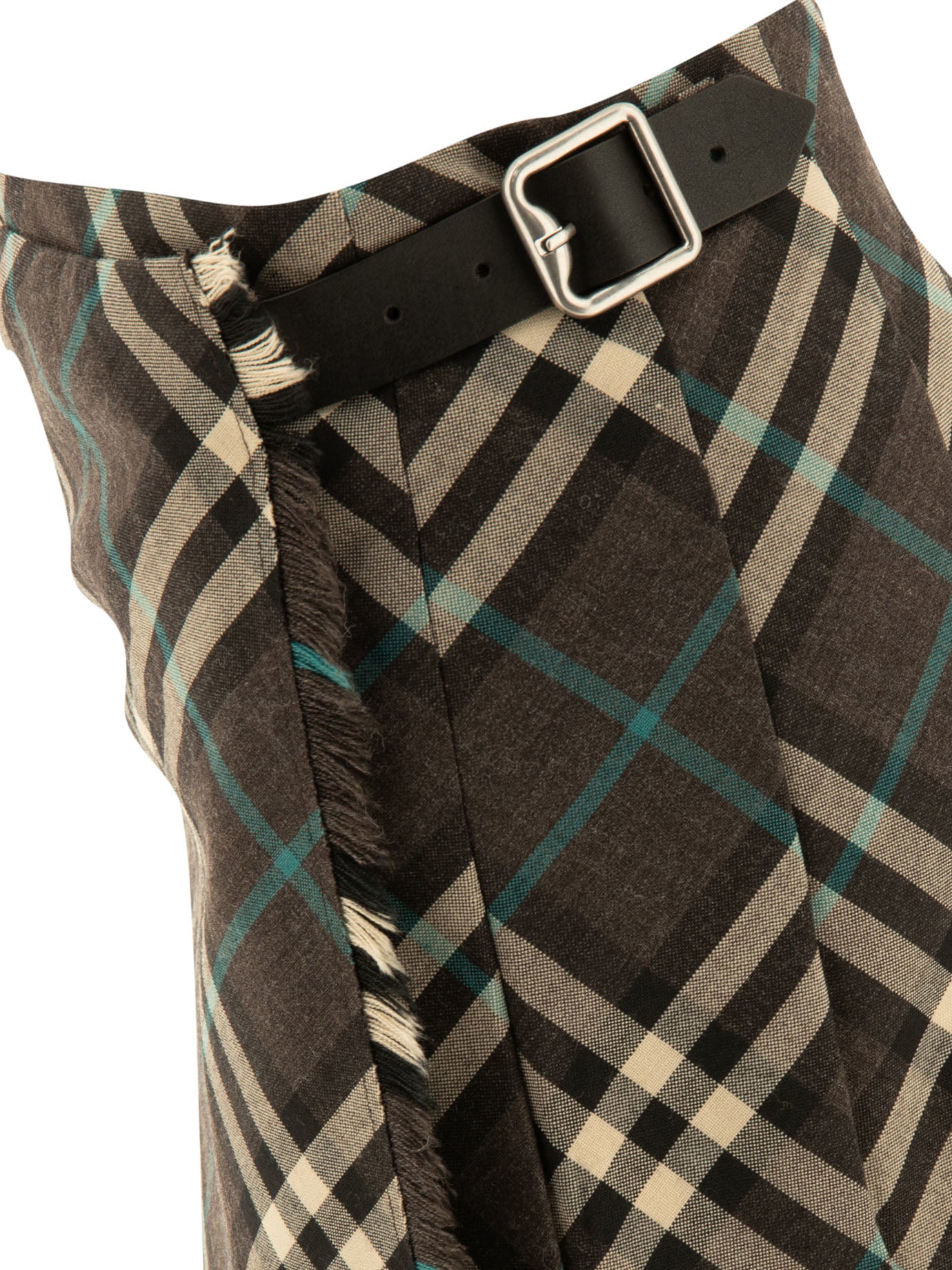 BURBERRY Check Wool Blend Mini Kilt - Women's Fashion