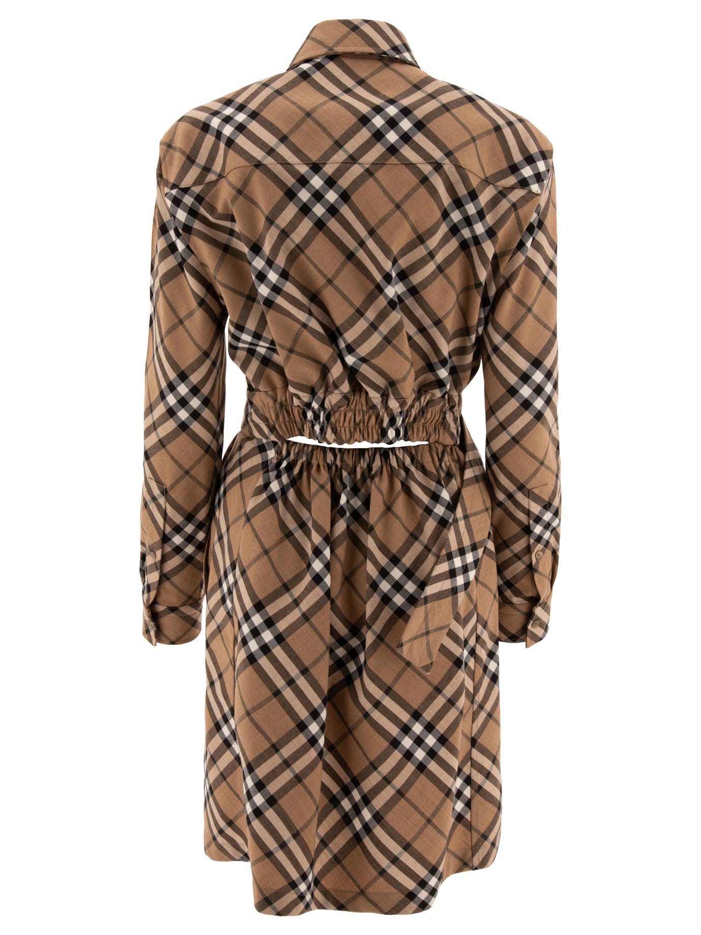 BURBERRY Check Wool Blend Shirt Dress