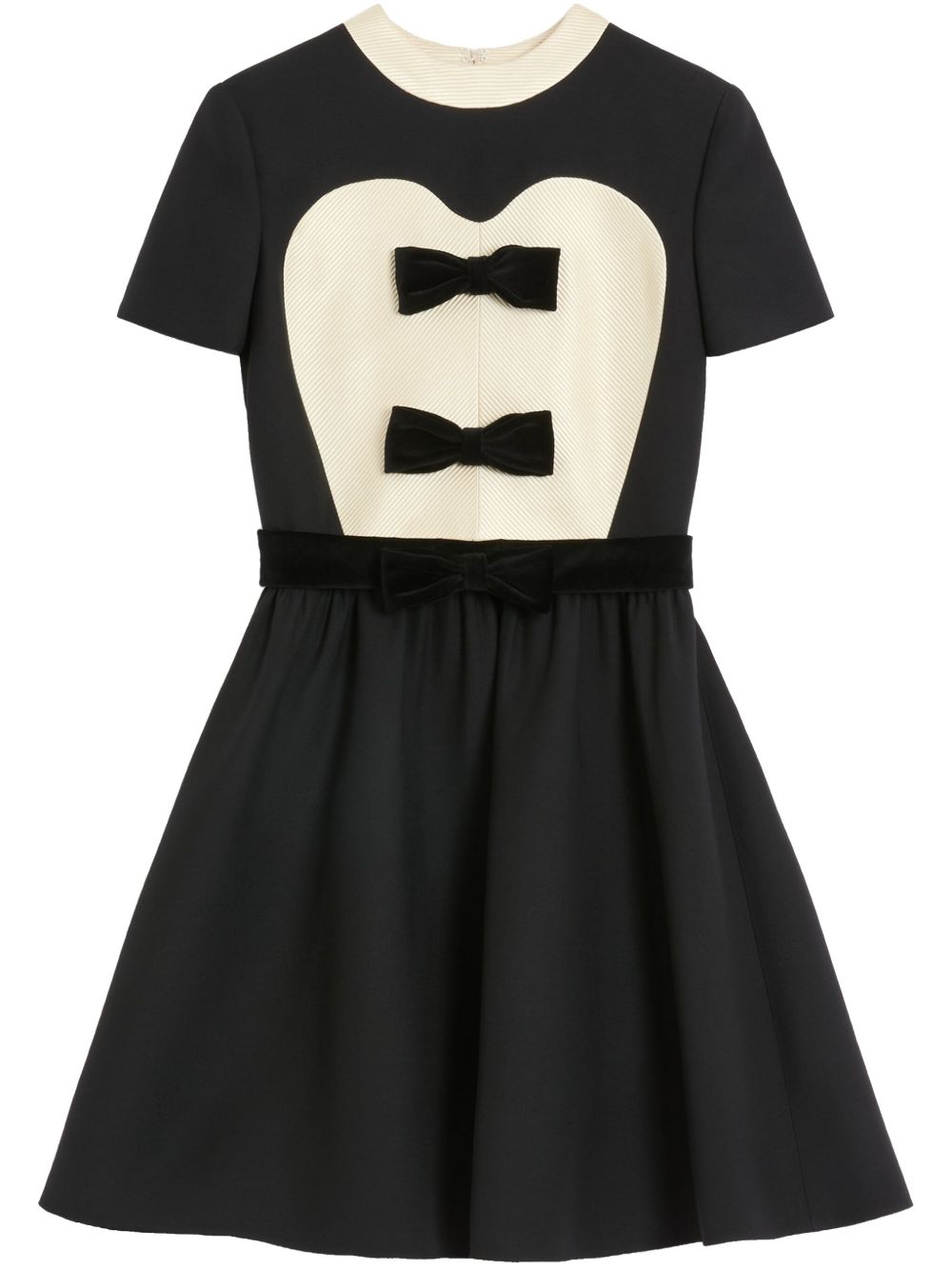 VALENTINO Elegant Wool and Silk Blend Mini Dress with Bow Detailing