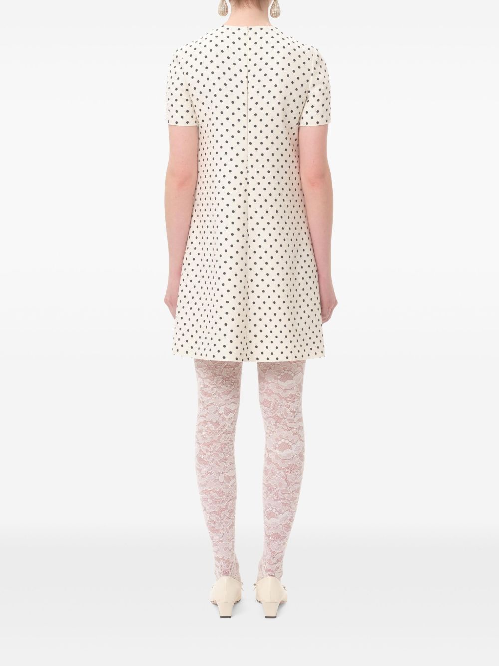 VALENTINO Dotted Mini Dress with Bow Detailing