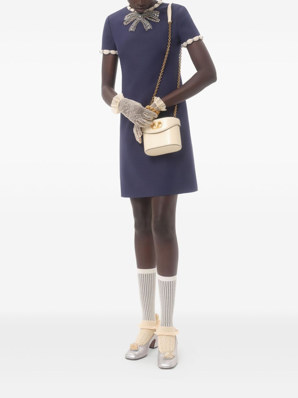 VALENTINO Embroidered Wool and Silk Dress