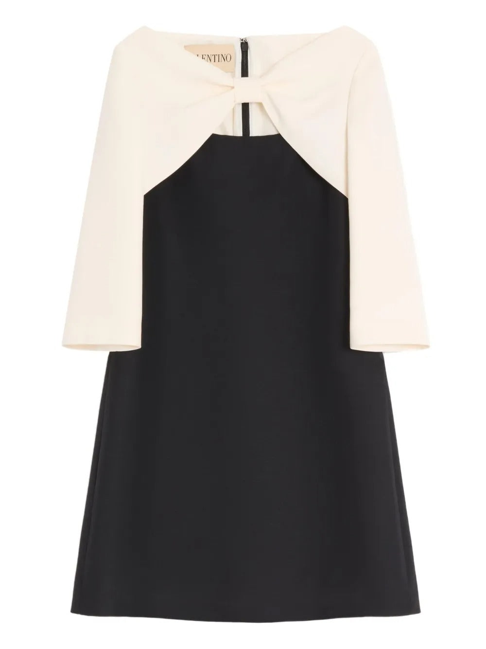 VALENTINO GARAVANI Mini Crepe Couture Dress with Bow and Contrasting Sleeves