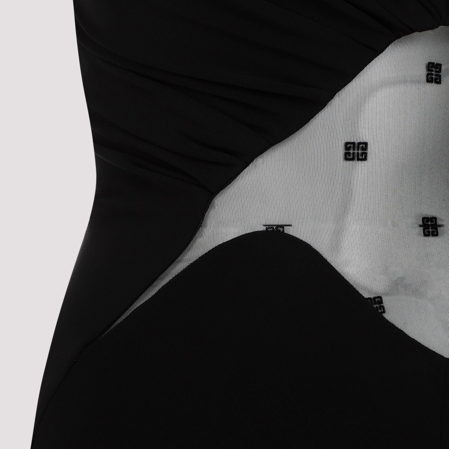 GIVENCHY Crepe Dress with Tulle Inserts and Front Slit Hem