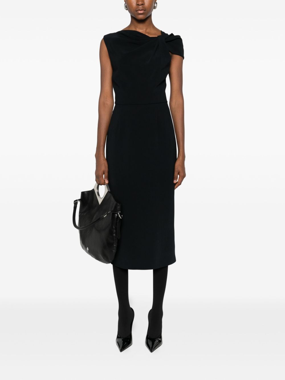 GIVENCHY Elegant Midi Dress with Draped Shoulders