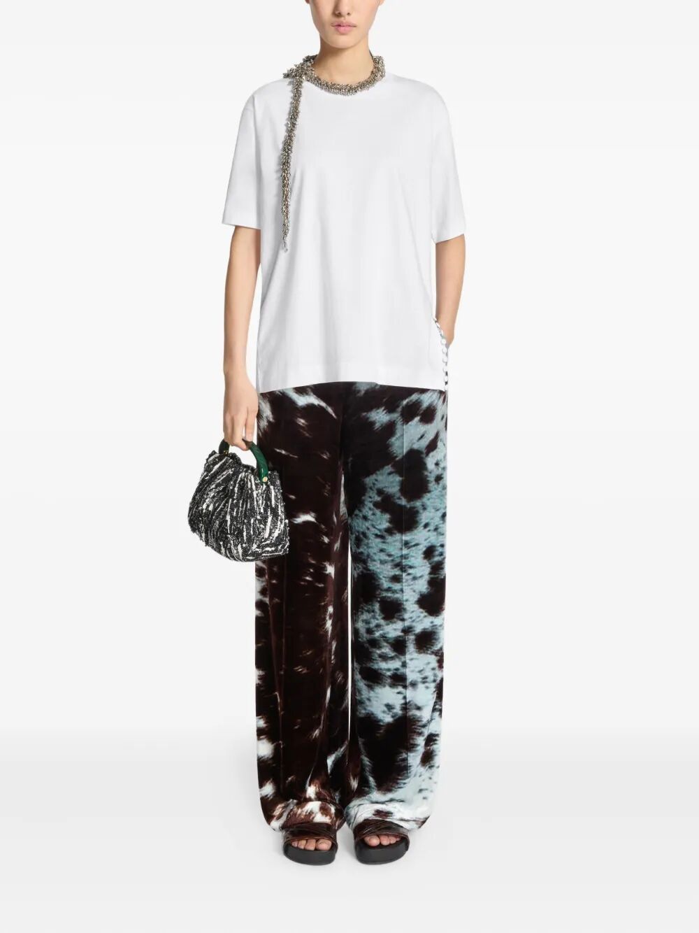 DRIES VAN NOTEN Mini Pleated Jacquard Handbag with Resin Handle