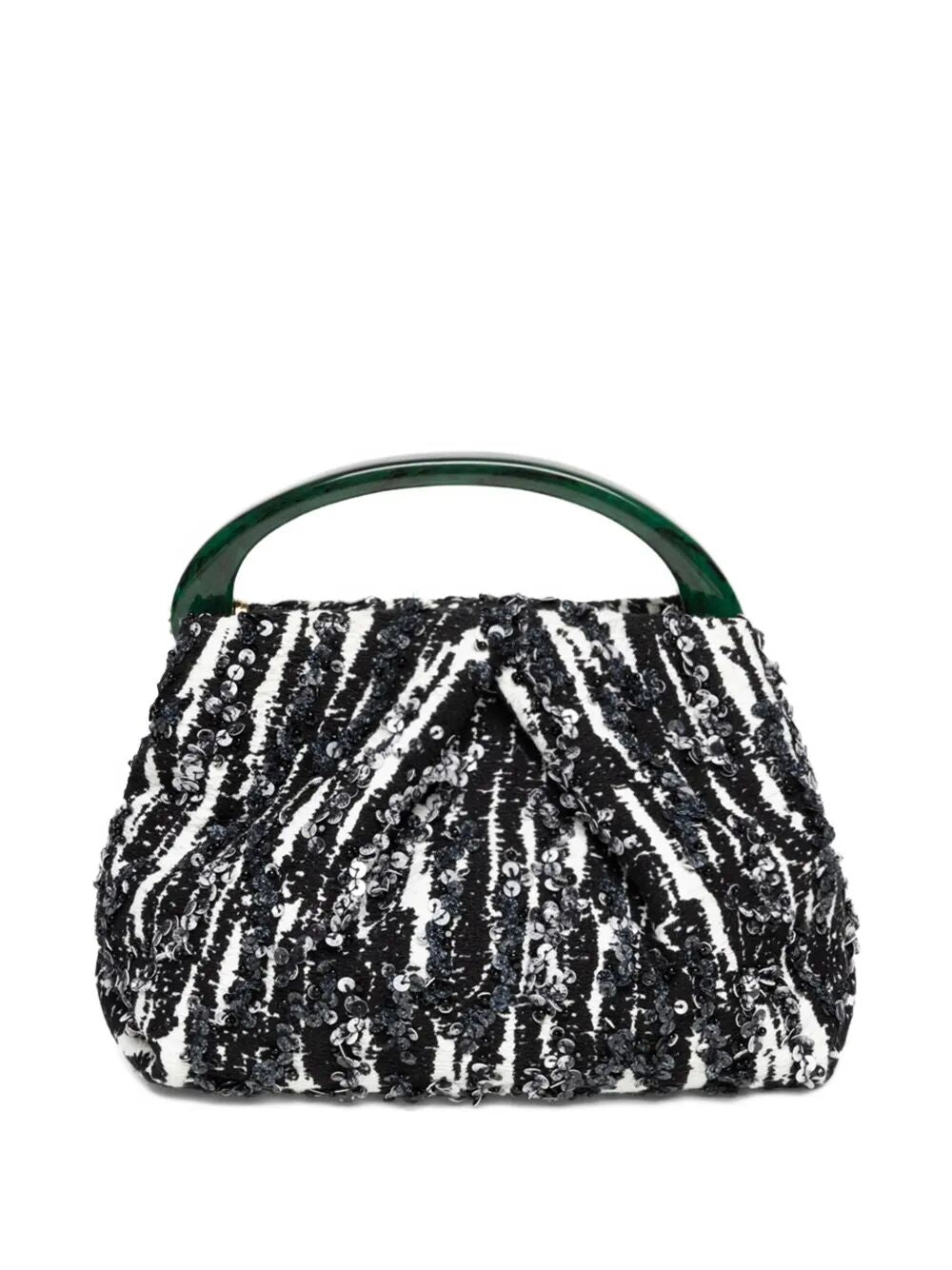 DRIES VAN NOTEN Mini Pleated Jacquard Handbag with Resin Handle