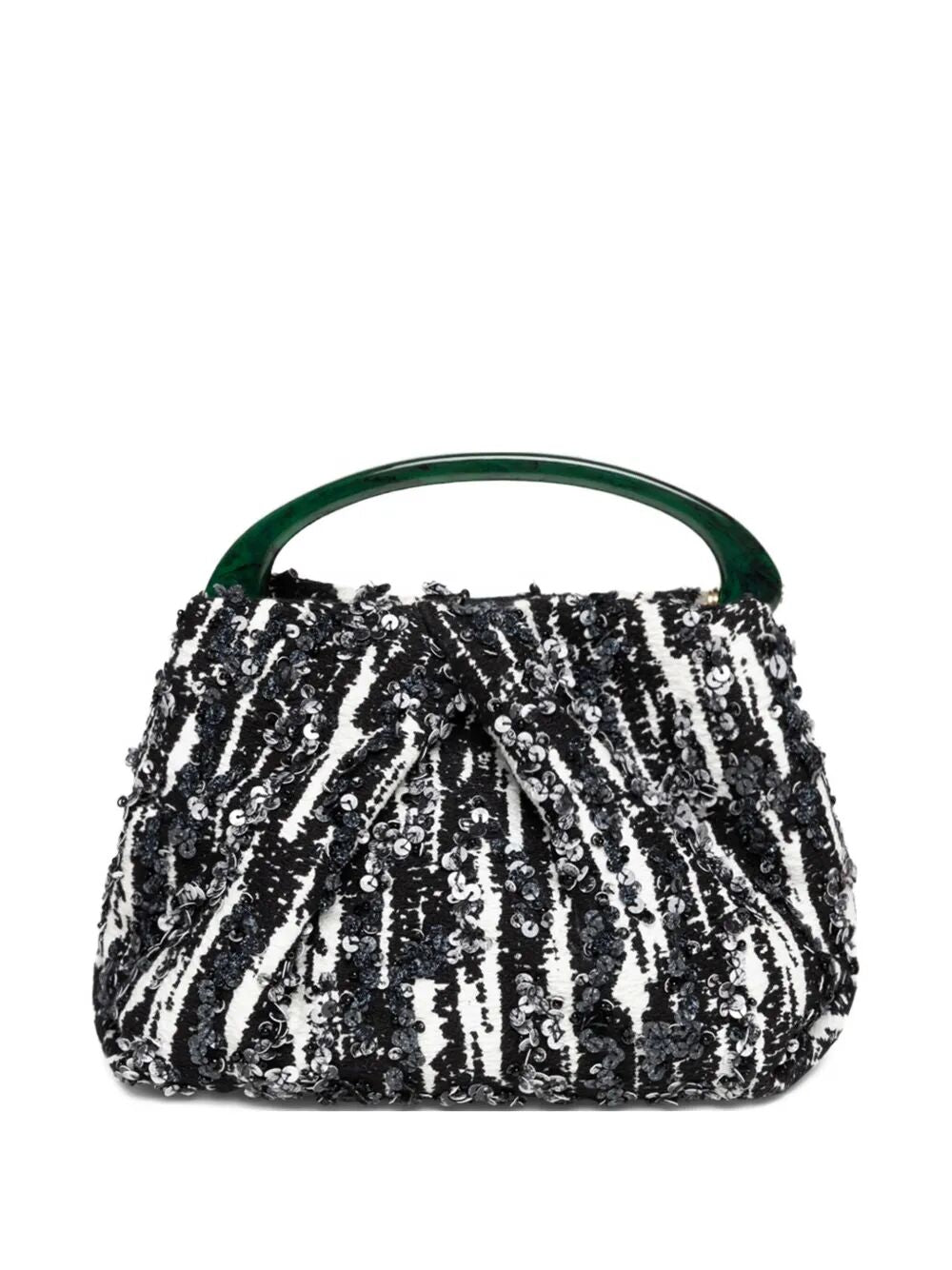 DRIES VAN NOTEN Mini Pleated Jacquard Handbag with Resin Handle
