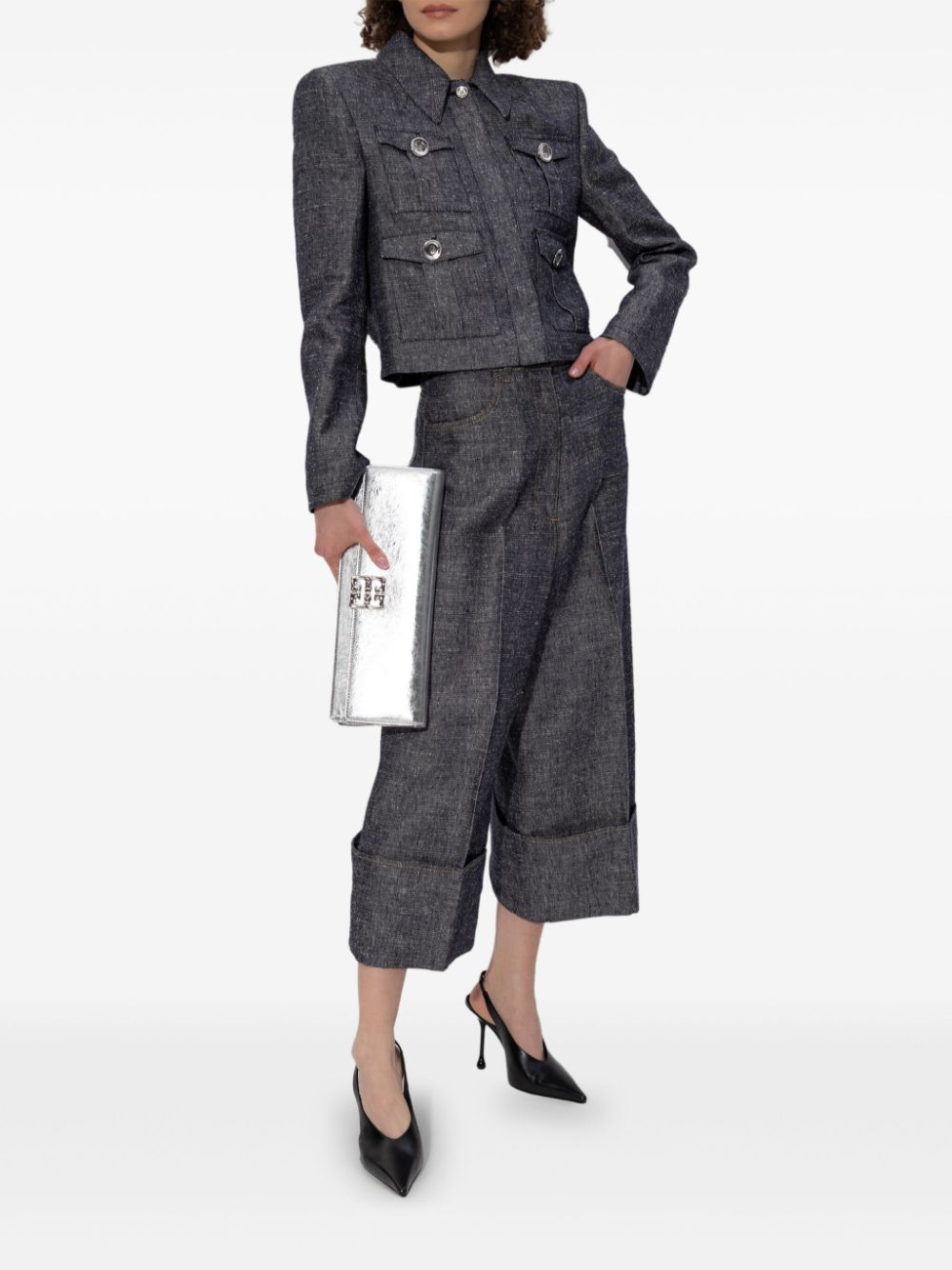 GIVENCHY Stylish Women's Mini Denim Jacket with 4 Pockets