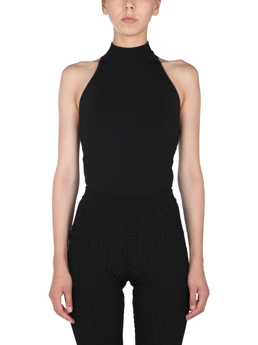 GIVENCHY Knit Sleeveless Top with Rib Neck Detail