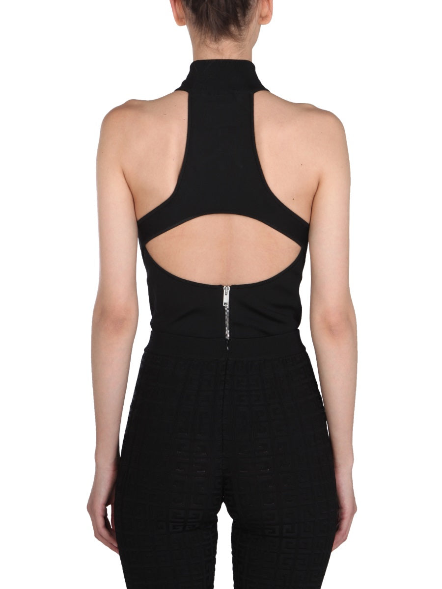 GIVENCHY Knit Sleeveless Top with Rib Neck Detail