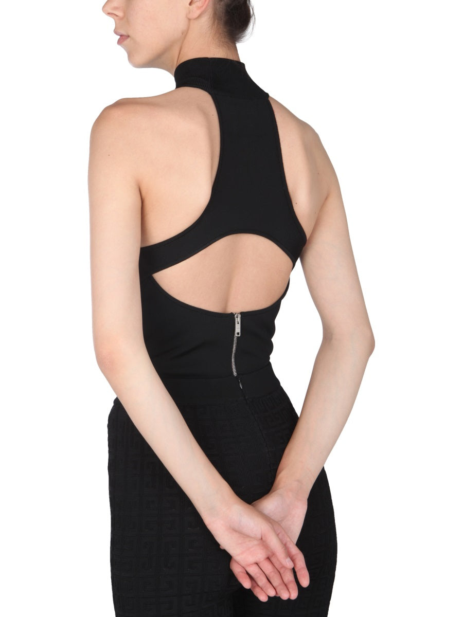 GIVENCHY Knit Sleeveless Top with Rib Neck Detail
