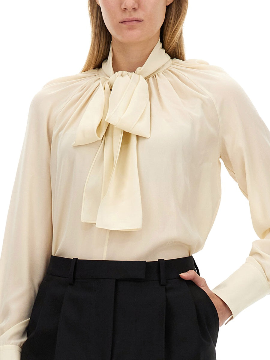 GIVENCHY Silk Shirt with Lavallière Collar - Size 38