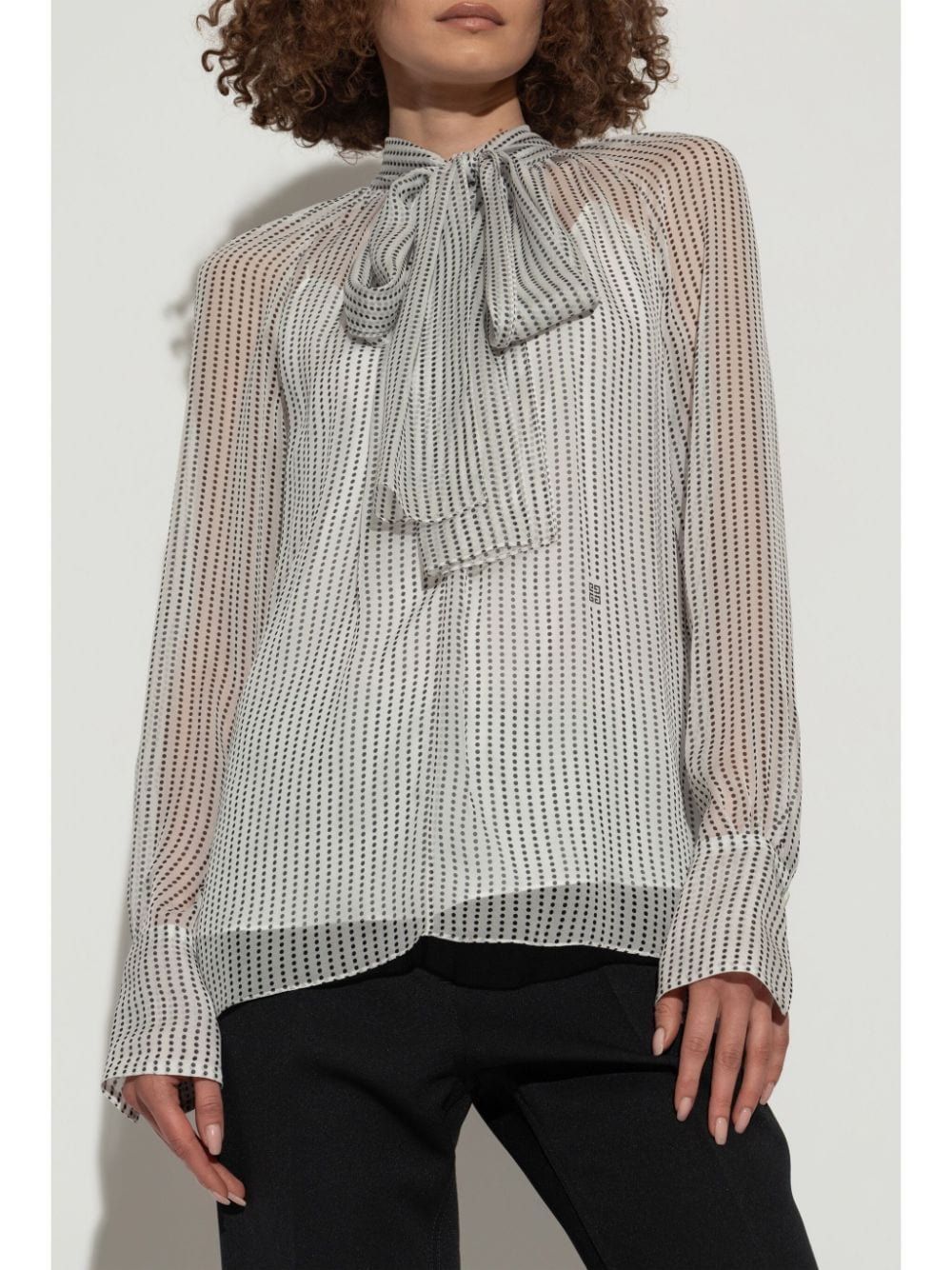 GIVENCHY Chic Mini Bow Detail Polka Dot Shirt for Women