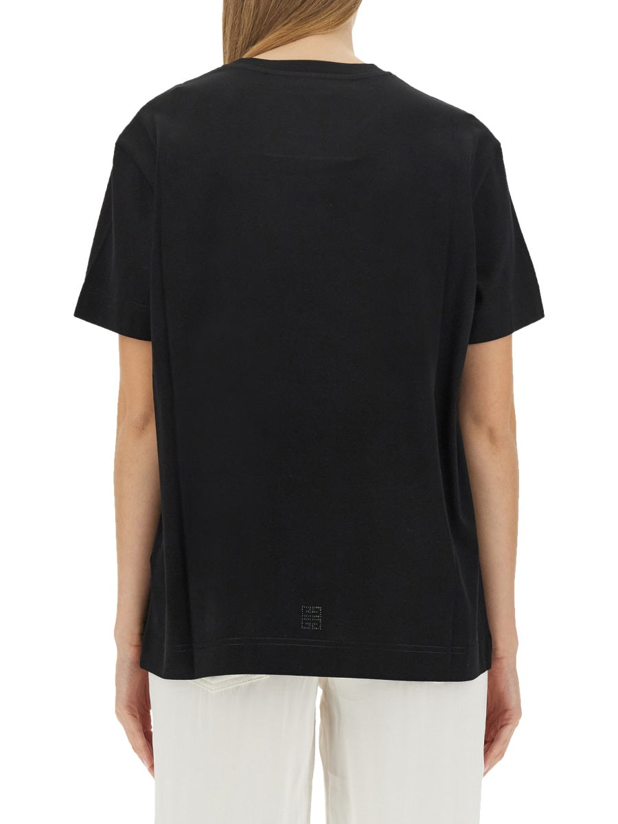 GIVENCHY Rhinestone Logo Cotton T-Shirt