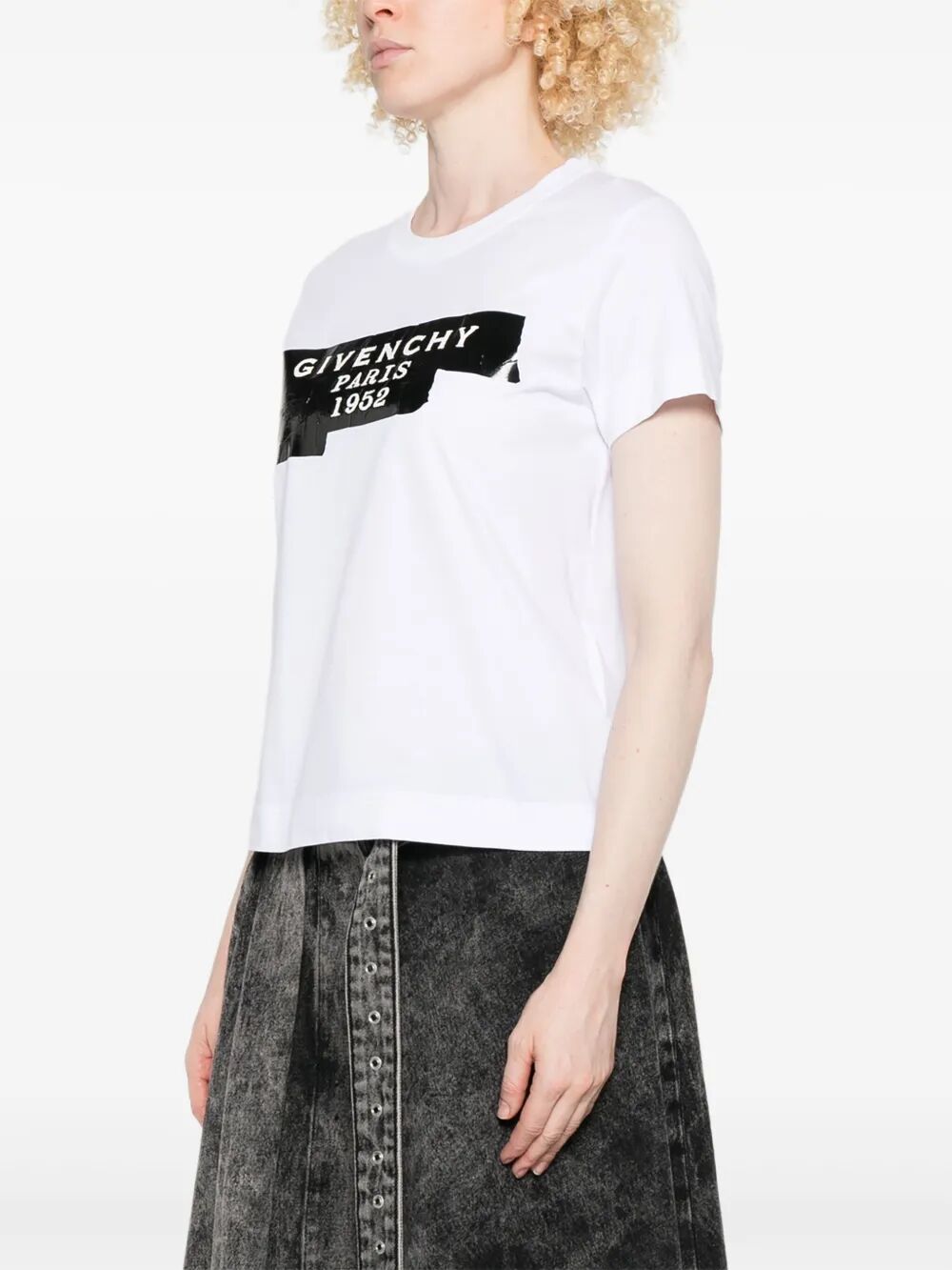 GIVENCHY Cotton T-Shirt with Tape Print for Women