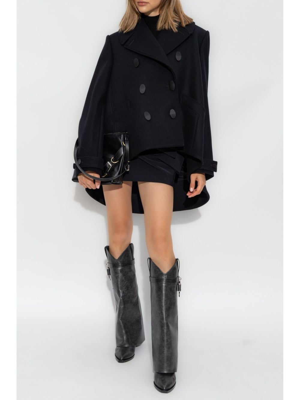 GIVENCHY Cropped Mini Wool Oversized Peacoat