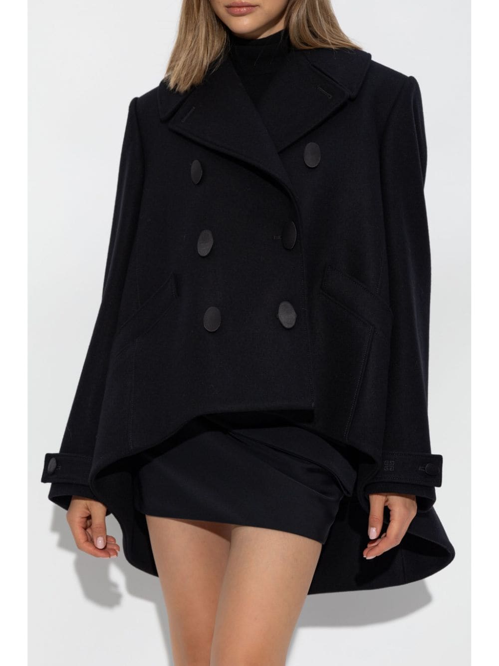 GIVENCHY Cropped Mini Wool Oversized Peacoat
