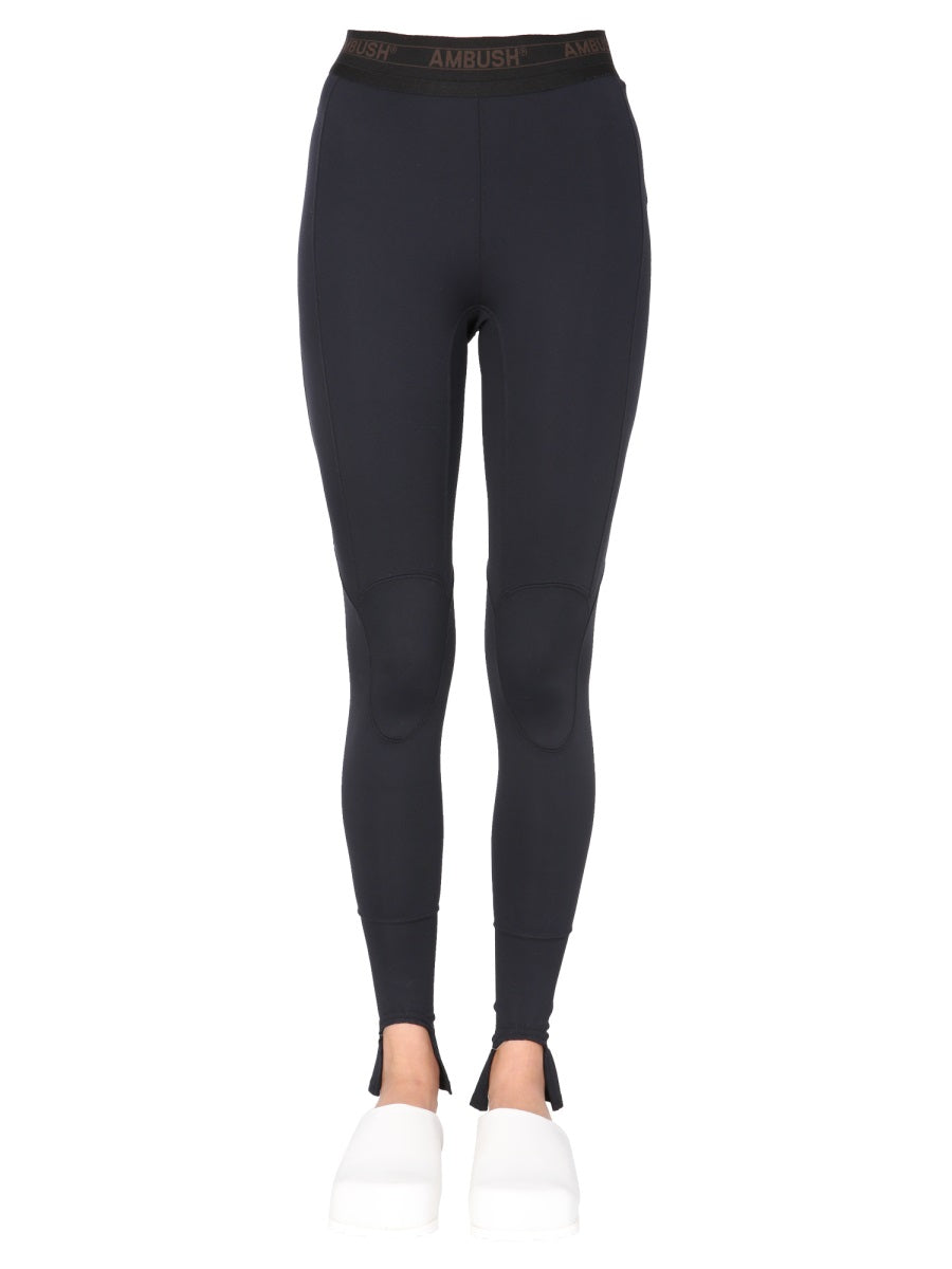 AMBUSH Slim Fit Scuba Leggings with Logo Elastic Band and Slits