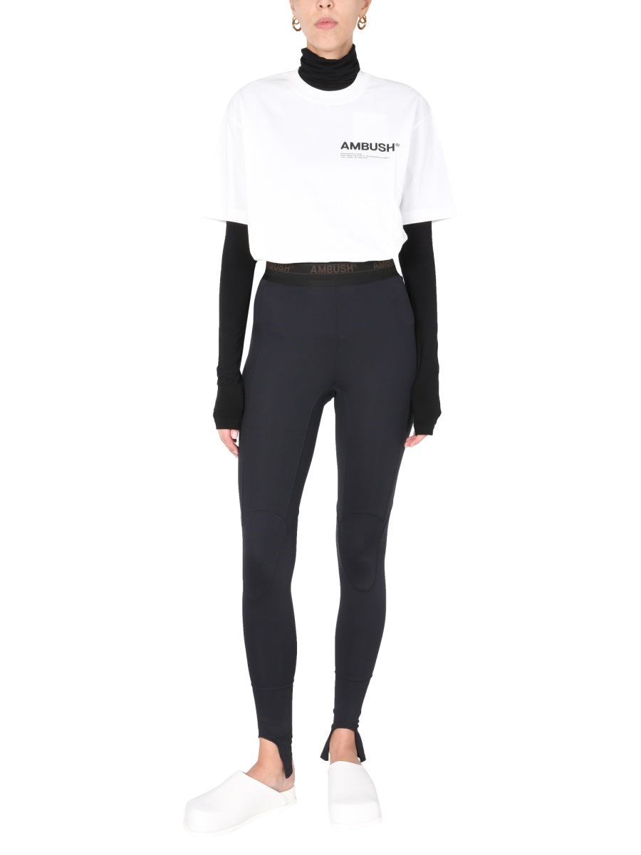 AMBUSH Slim Fit Scuba Leggings with Logo Elastic Band and Slits