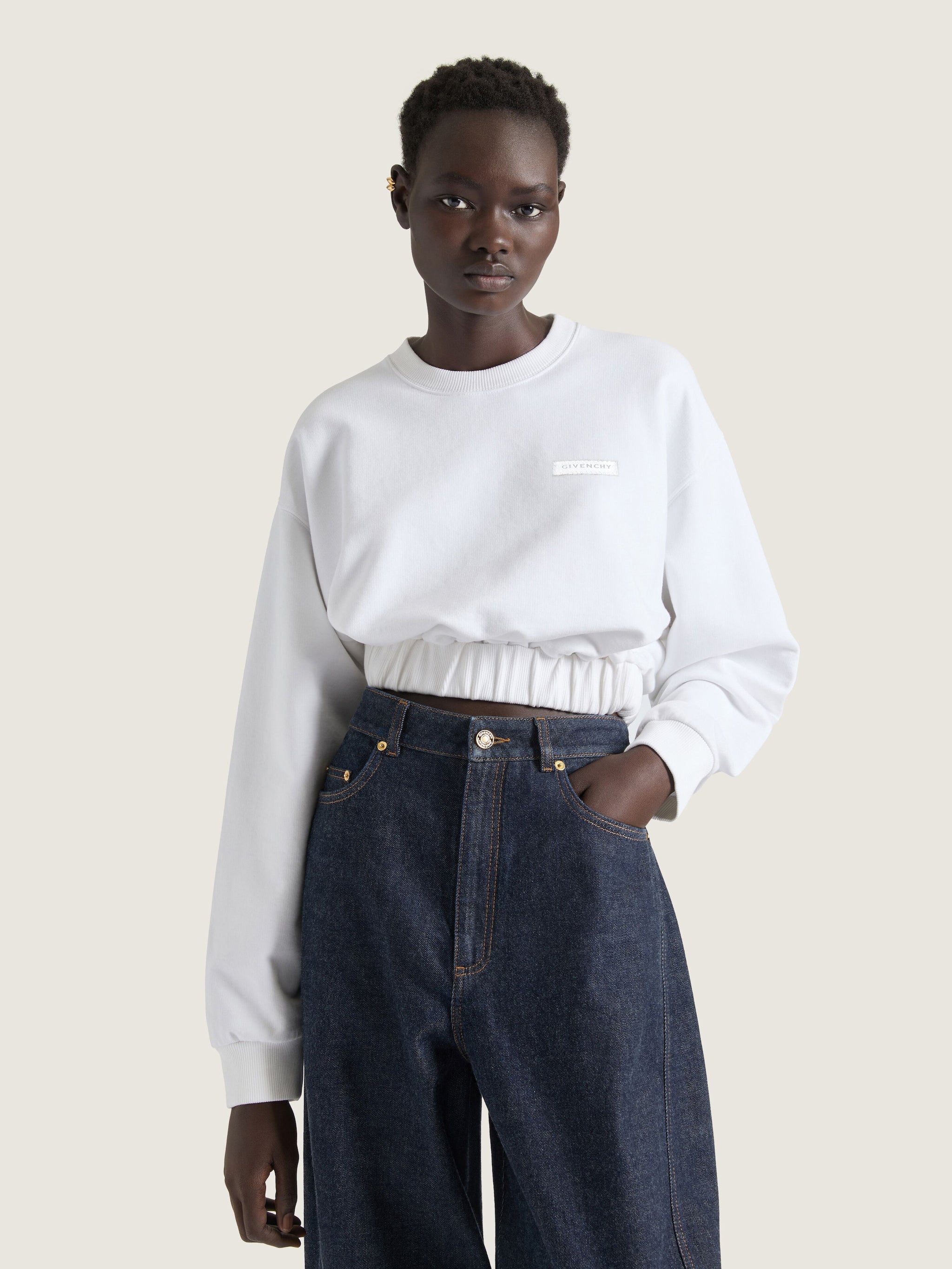 GIVENCHY Cropped Fleece Sweatshirt XS