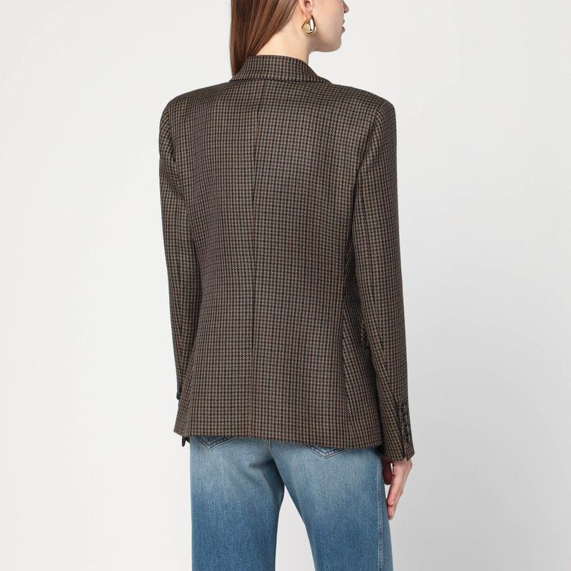 BLAZE MILANO Double-Breasted Wool Houndstooth Blazer