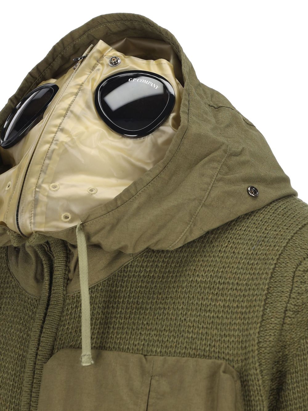 C.P. COMPANY Men's Zip-Up Cardigan with Nylon Hood