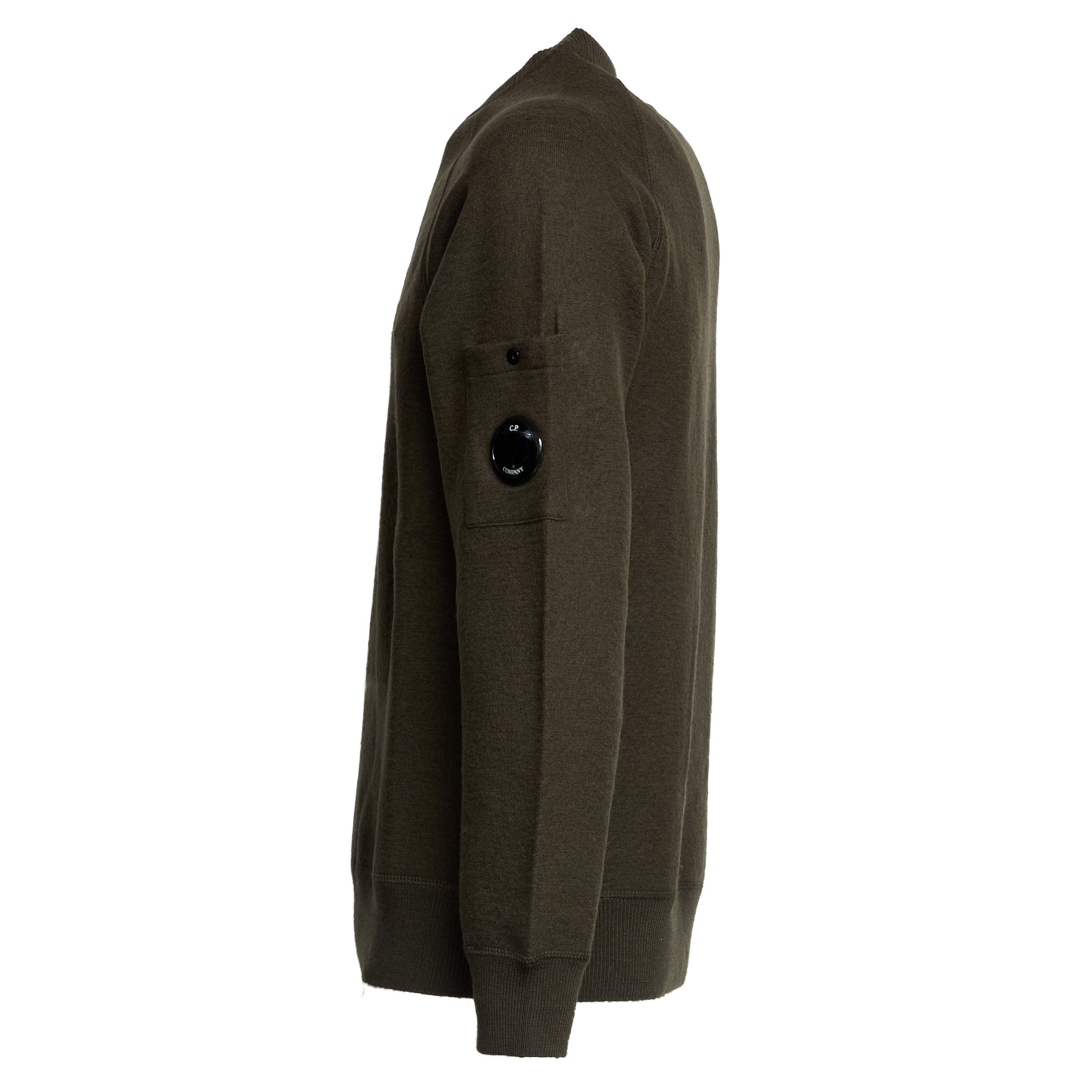 C.P. COMPANY Merino Wool Felted Crew Neck Knit Sweater