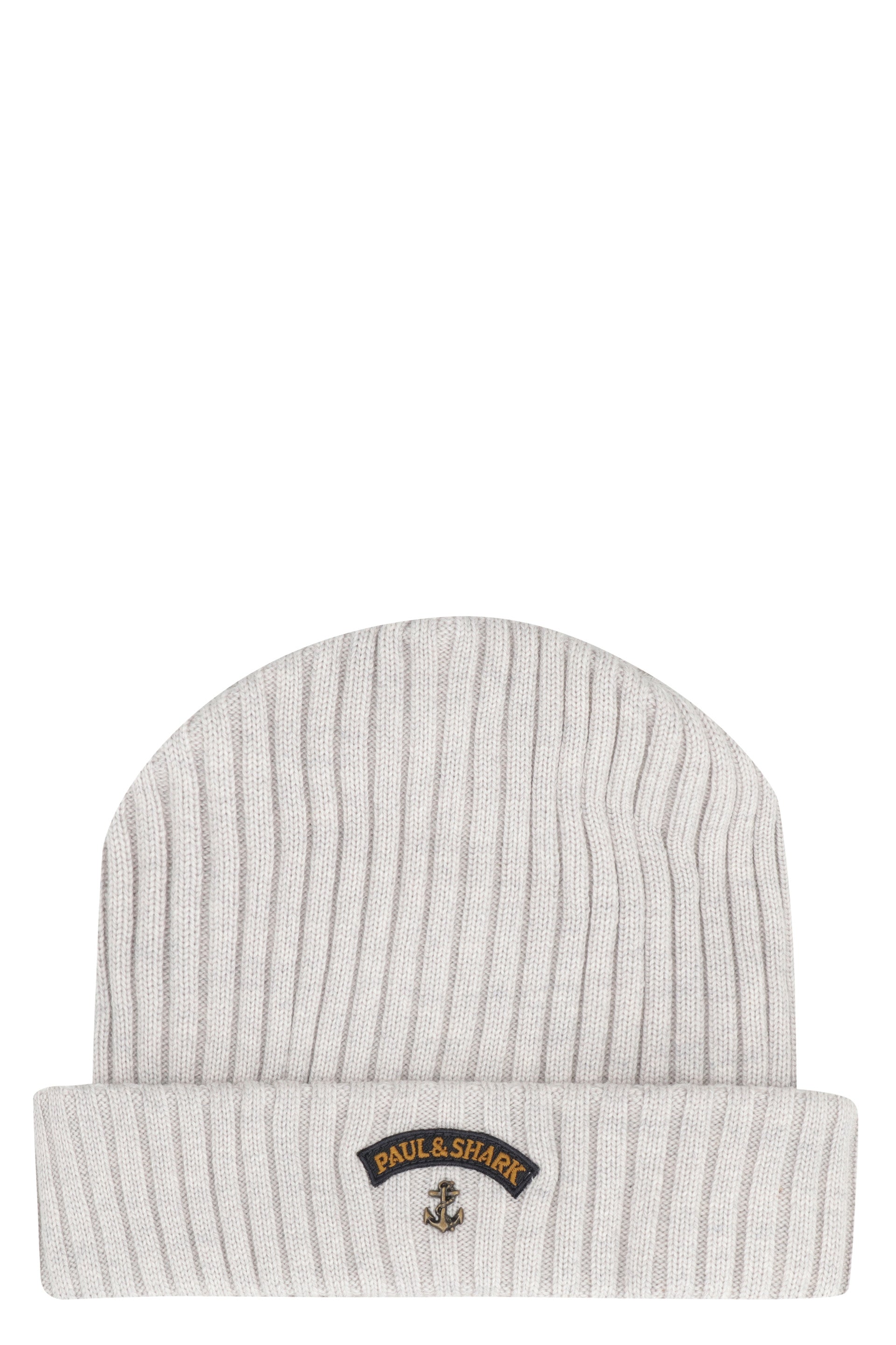 PAUL & SHARK Ribbed Wool Beanie with Front Logo Detail