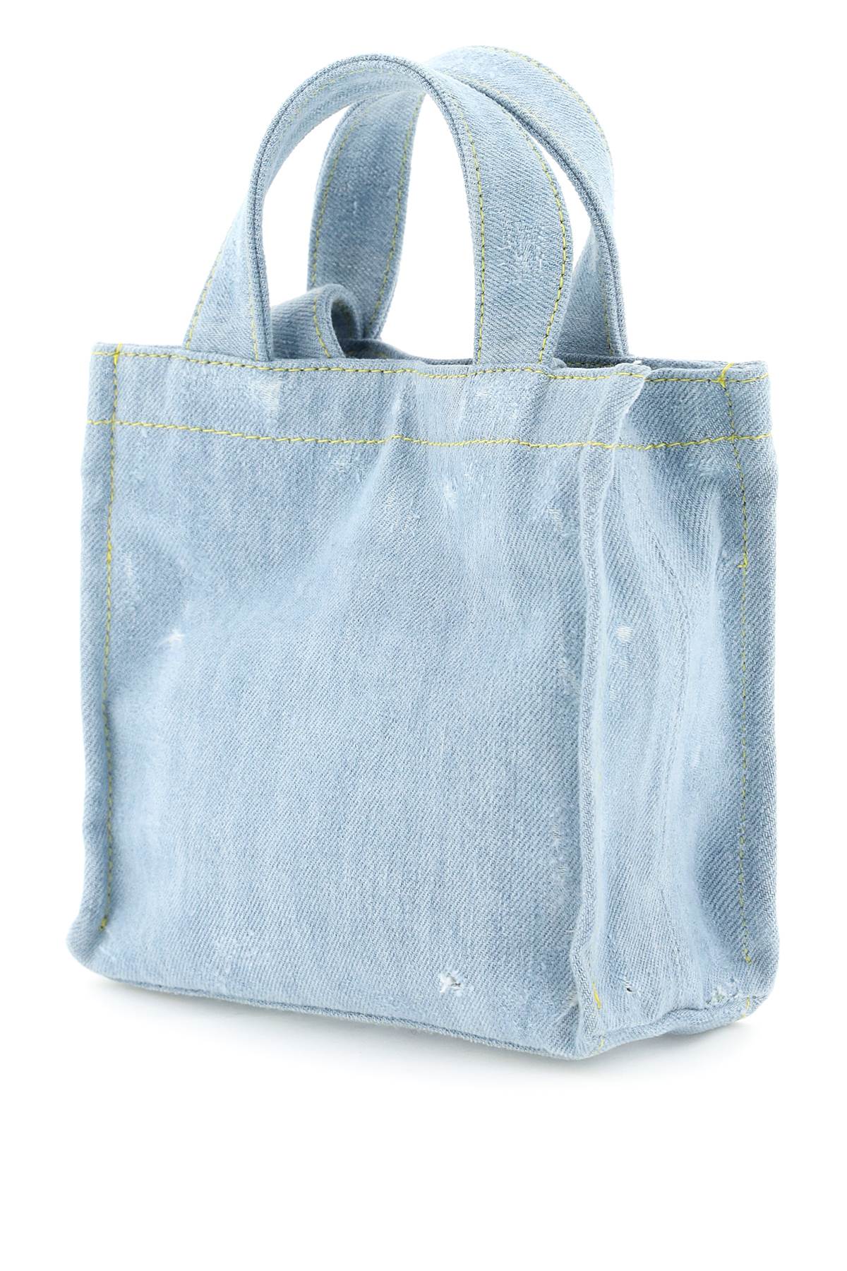 ACNE STUDIOS Mini Denim Shopper Handbag with Double Top Handle