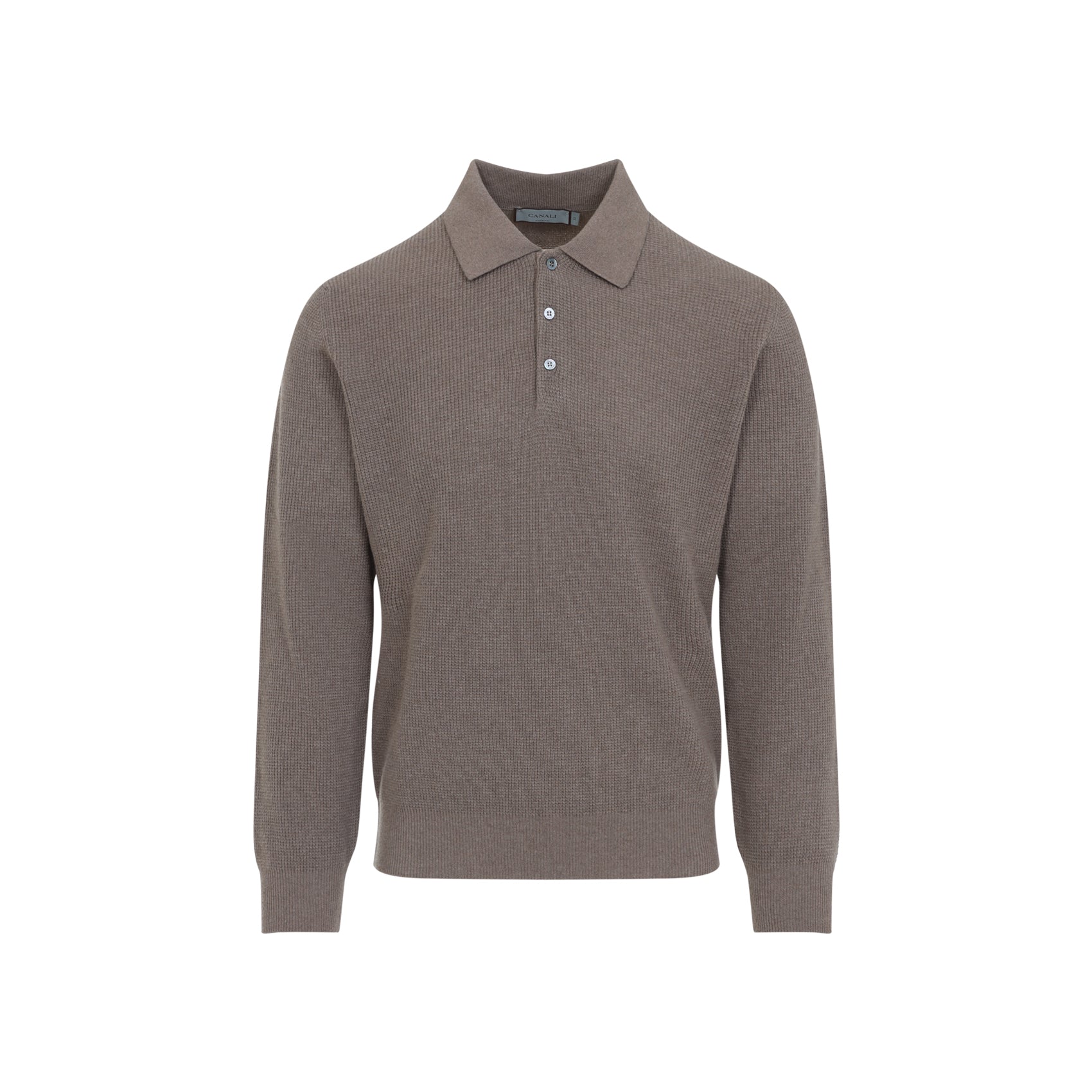 CANALI Long Sleeve Suede Detail Polo for Men